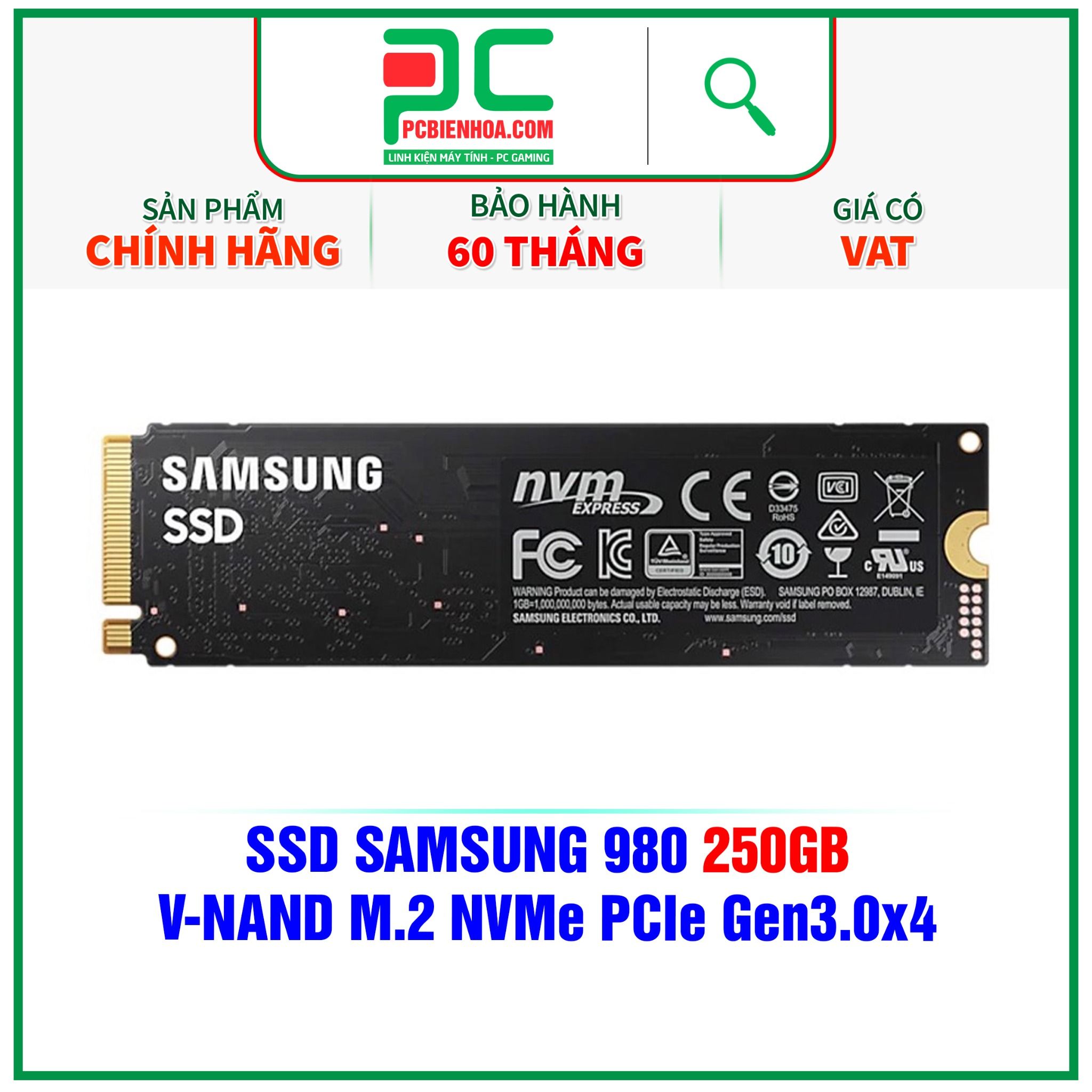  SSD SAMSUNG 980 250GB - V-NAND M.2 NVMe PCIe Gen 3.0x4 ( MZ-V8V250BW ) 