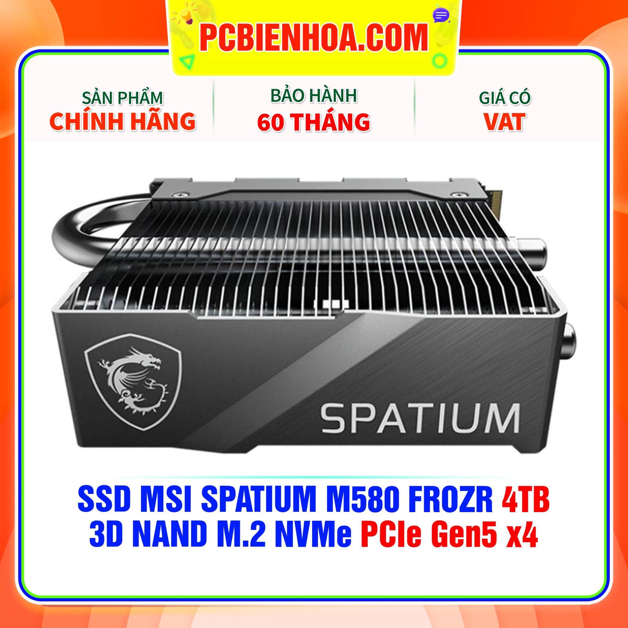  SSD MSI SPATIUM M580 FROZR 4TB - 3D NAND M.2 NVMe PCIe Gen5 x4 