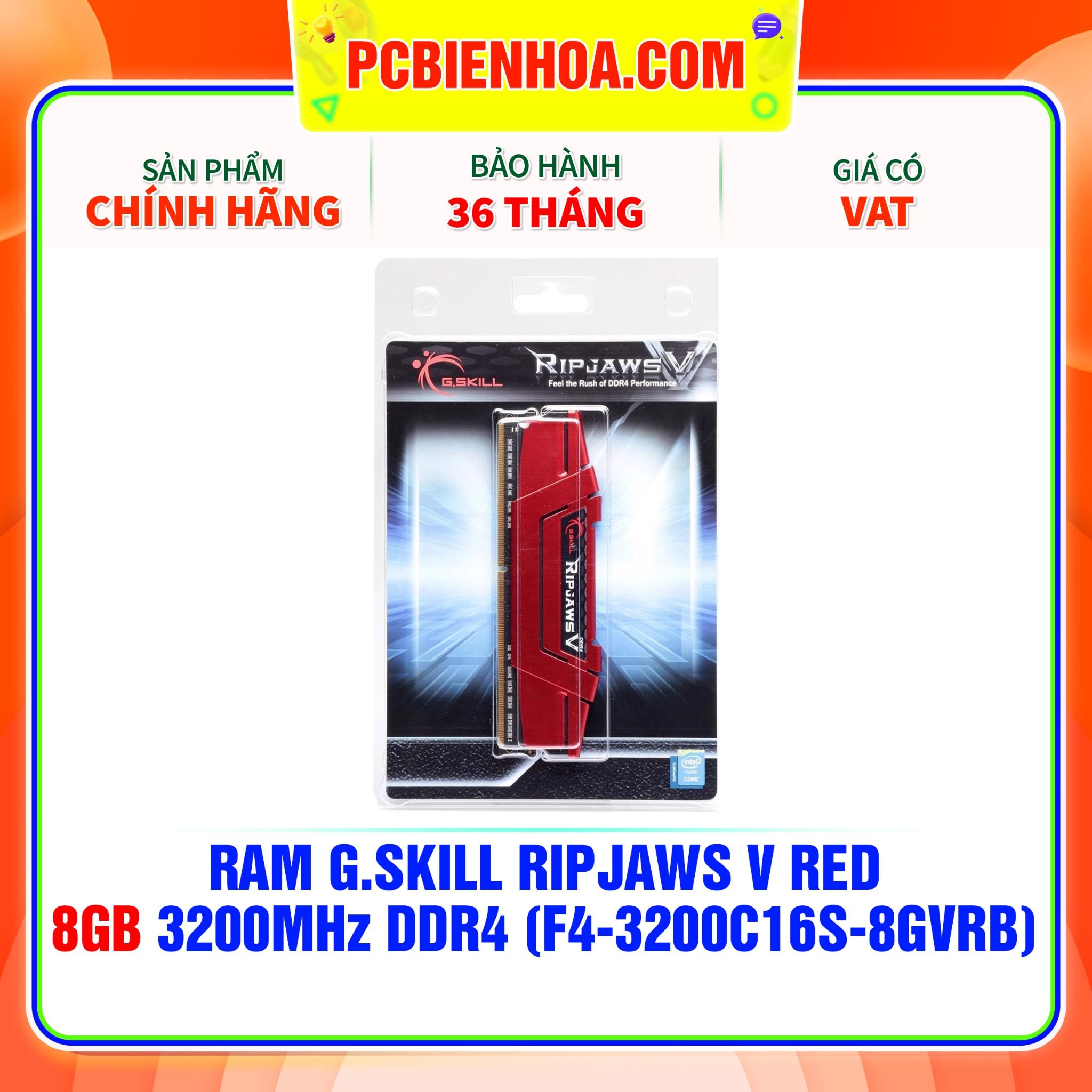  RAM G.SKILL RIPJAWS V RED 8GB 3200MHz DDR4 ( F4-3200C16S-8GVRB ) 