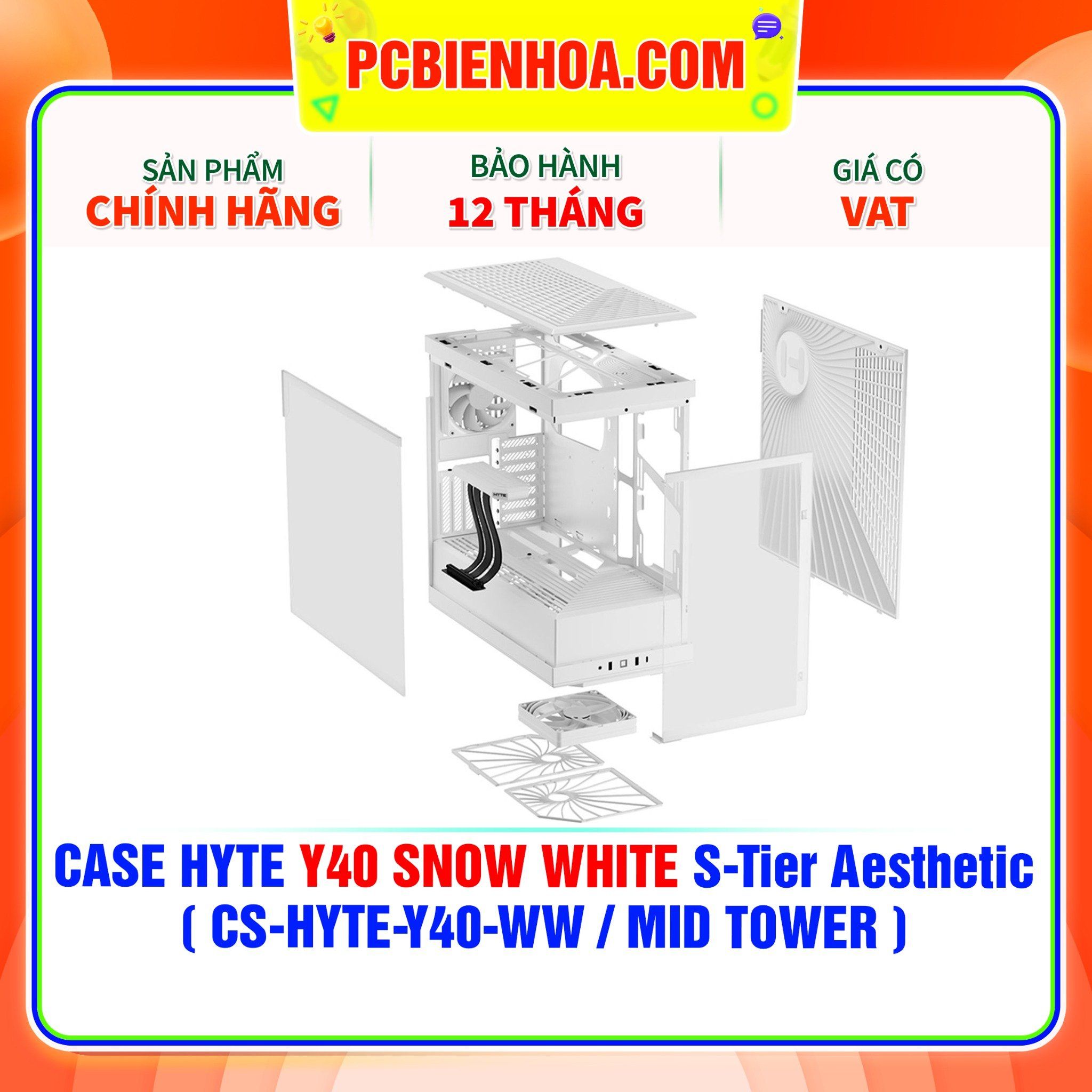 CASE HYTE Y40 SNOW WHITE S-Tier Aesthetic - SẴN DÂY RISER PCIe 4.0 & 2 FAN 12CM ( CS-HYTE-Y40-WW / MID TOWER ) 