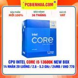  CPU INTEL CORE i5 13600K NEW BOX ( 14 NHÂN 20 LUỒNG / 2.6 - 5.3 GHz / 24MB / INTEL® UHD GRAPHICS 770 ) 