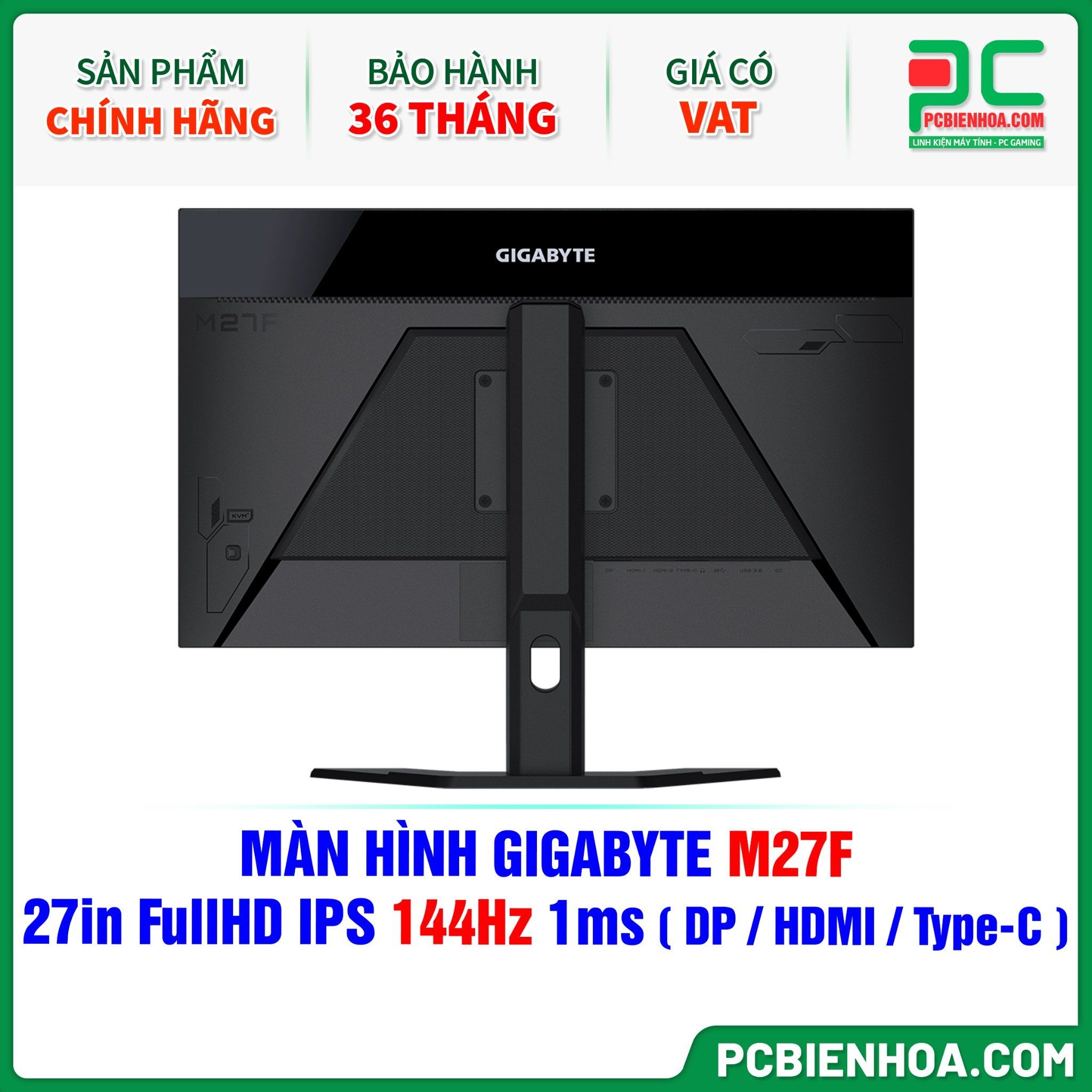  MÀN HÌNH GIGABYTE M27F - 27in FullHD IPS 144Hz 1ms ( DP / HDMI / USB Type-C ) 