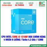  CPU INTEL CORE i3 12100F BOX CHÍNH HÃNG ( 4 NHÂN 8 LUỒNG / Turbo 4.3 GHz / 12MB ) 