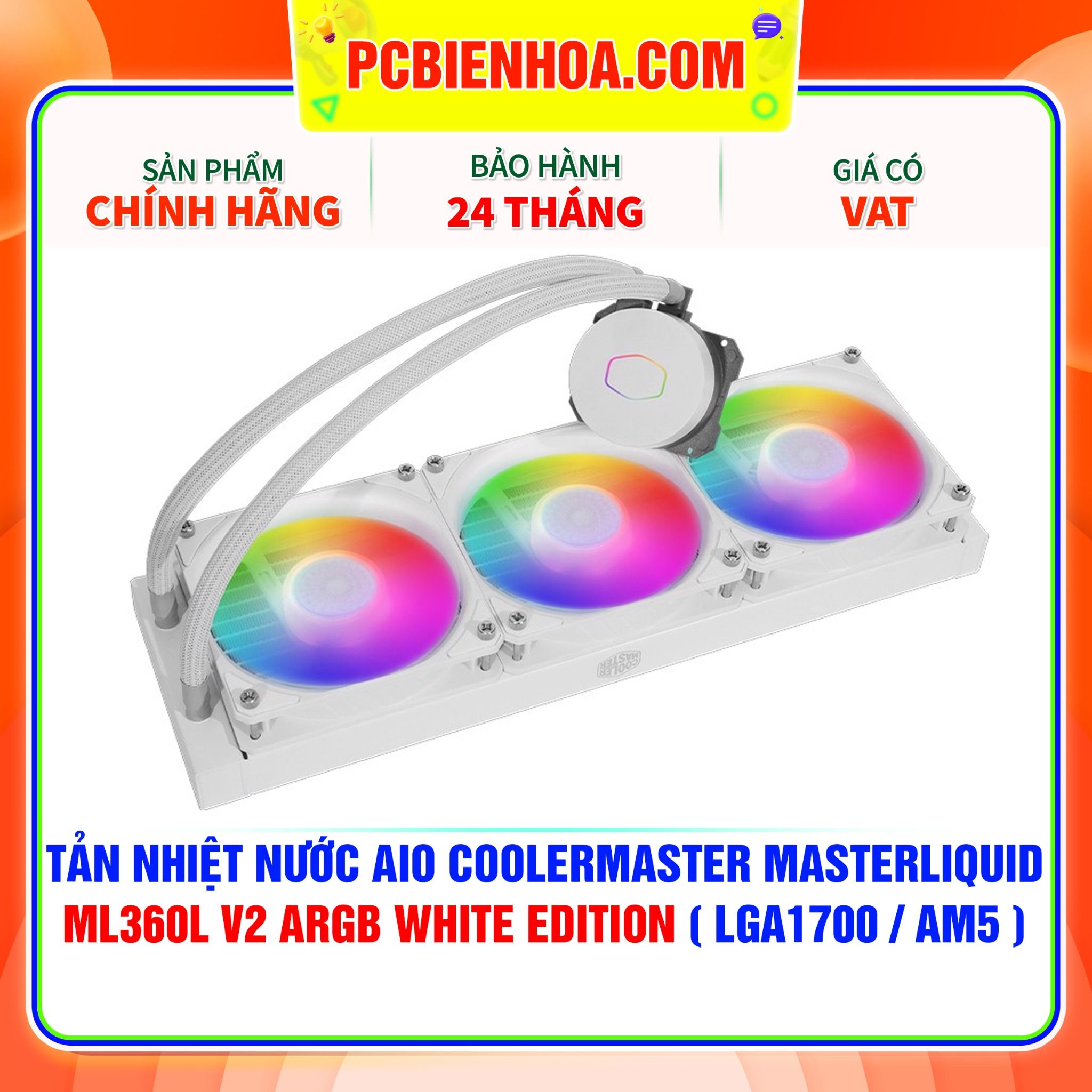  TẢN NHIỆT NƯỚC AIO COOLER MASTER MASTERLIQUID ML360L V2 ARGB WHITE EDITION ( HỖ TRỢ SOCKET LGA1700 / AM5 ) 