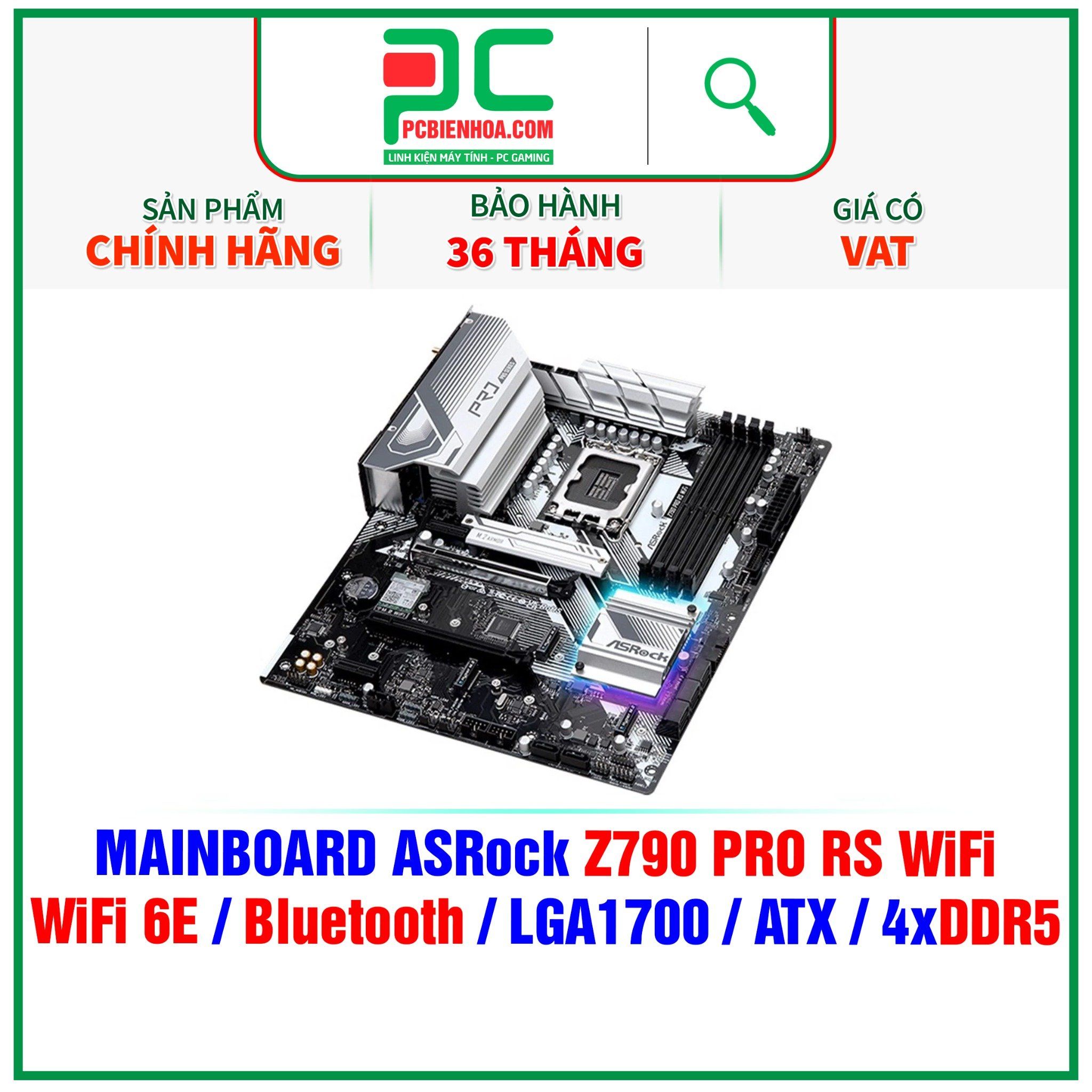  DDR5 - MAINBOARD ASROCK Z790 PRO RS WiFi ( WiFi 6E / Bluetooth / LGA1700 / ATX / 4xDDR5 ) 