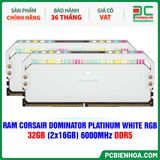  RAM CORSAIR DOMINATOR PLATINUM WHITE RGB - 32GB (2x16GB) 6000MHz DDR5 ( CMT32GX5M2X6000C36W ) 