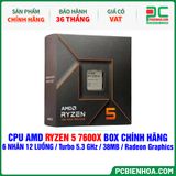  CPU AMD Ryzen 5 7600X BOX CHÍNH HÃNG ( 6 NHÂN 12 LUỒNG / Turbo 5.3 GHz / 38MB / Radeon Graphics ) 