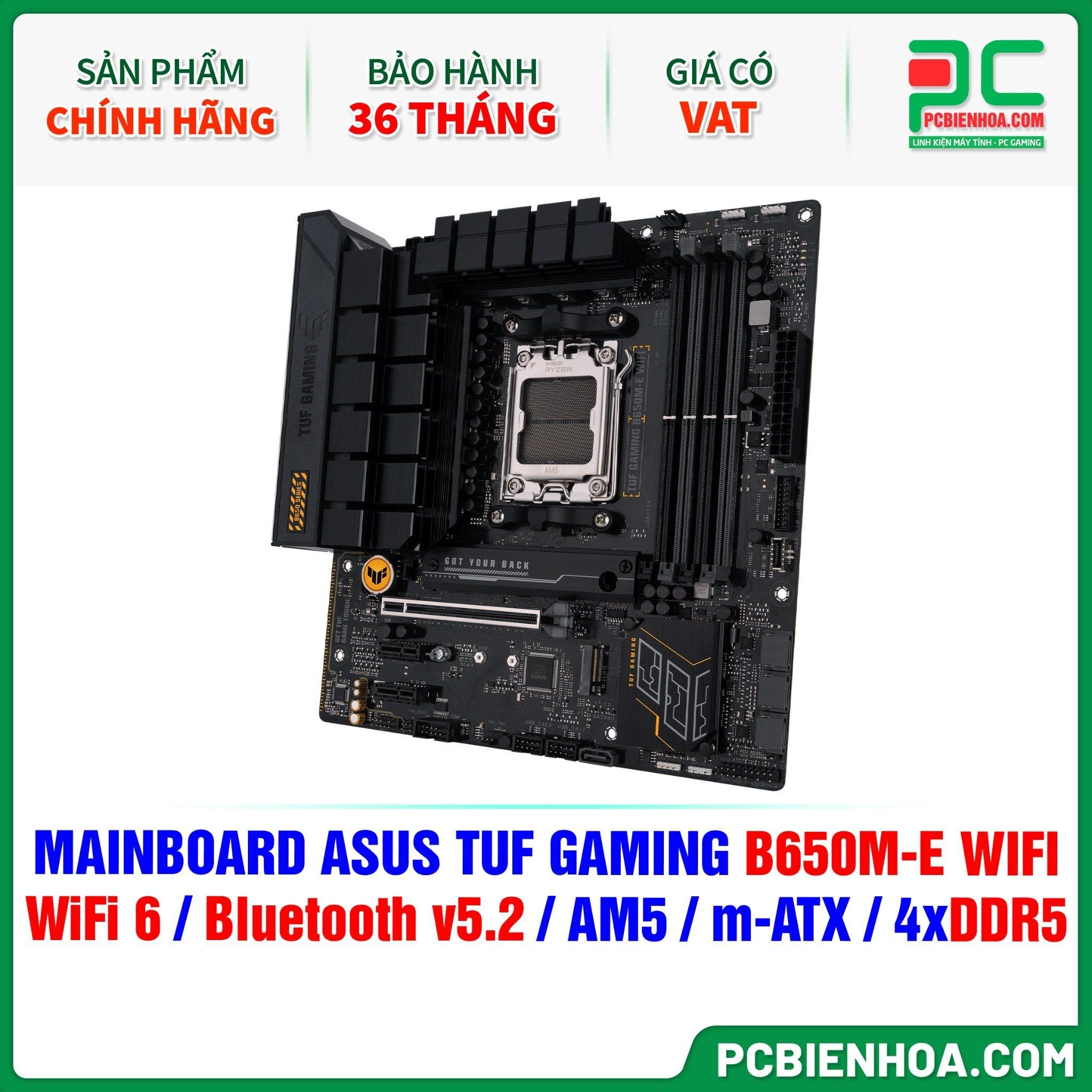  DDR5 - MAINBOARD ASUS TUF GAMING B650M-E WIFI ( WiFi 6 / Bluetooth v5.2 / AM5 / m-ATX / 4xDDR5 ) 