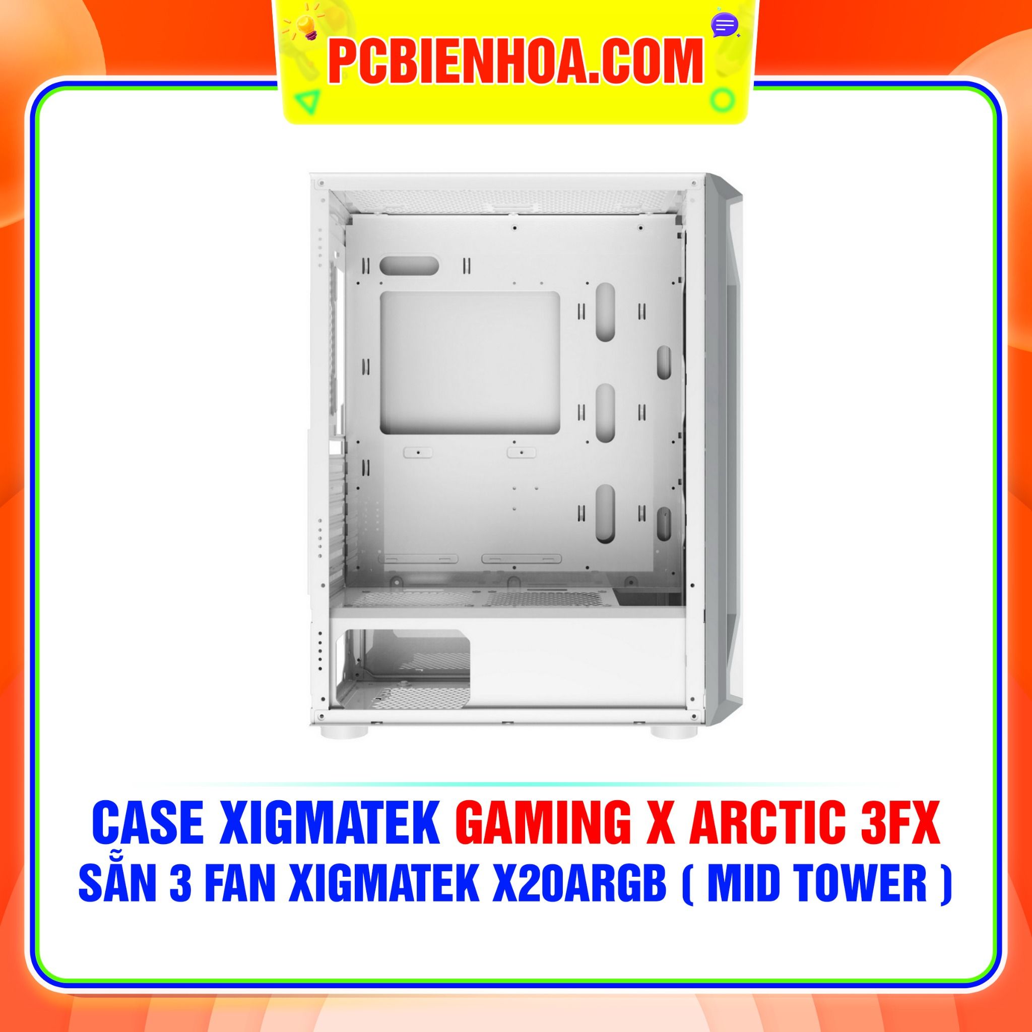  THANH LÝ - CASE XIGMATEK GAMING X ARCTIC 3FX (EN46720) - GAMING ATX, KÈM 03 FAN XIGMATEK X20ARGB ( MID TOWER ) 