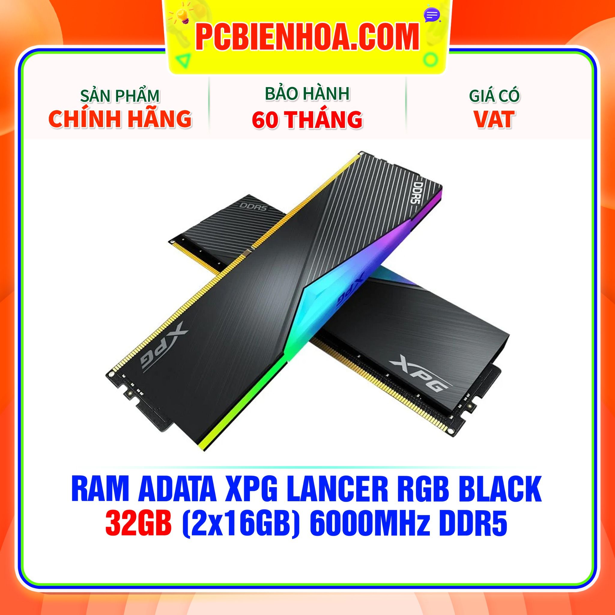  RAM ADATA XPG LANCER RGB BLACK - 32GB (2x16GB) 6000MHz DDR5 