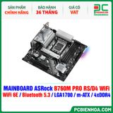  MAINBOARD ASRock B760M PRO RS/D4 WiFi ( WiFi 6E / Bluetooth 5.3 / LGA1700 / M-ATX / 4xDDR4 ) 