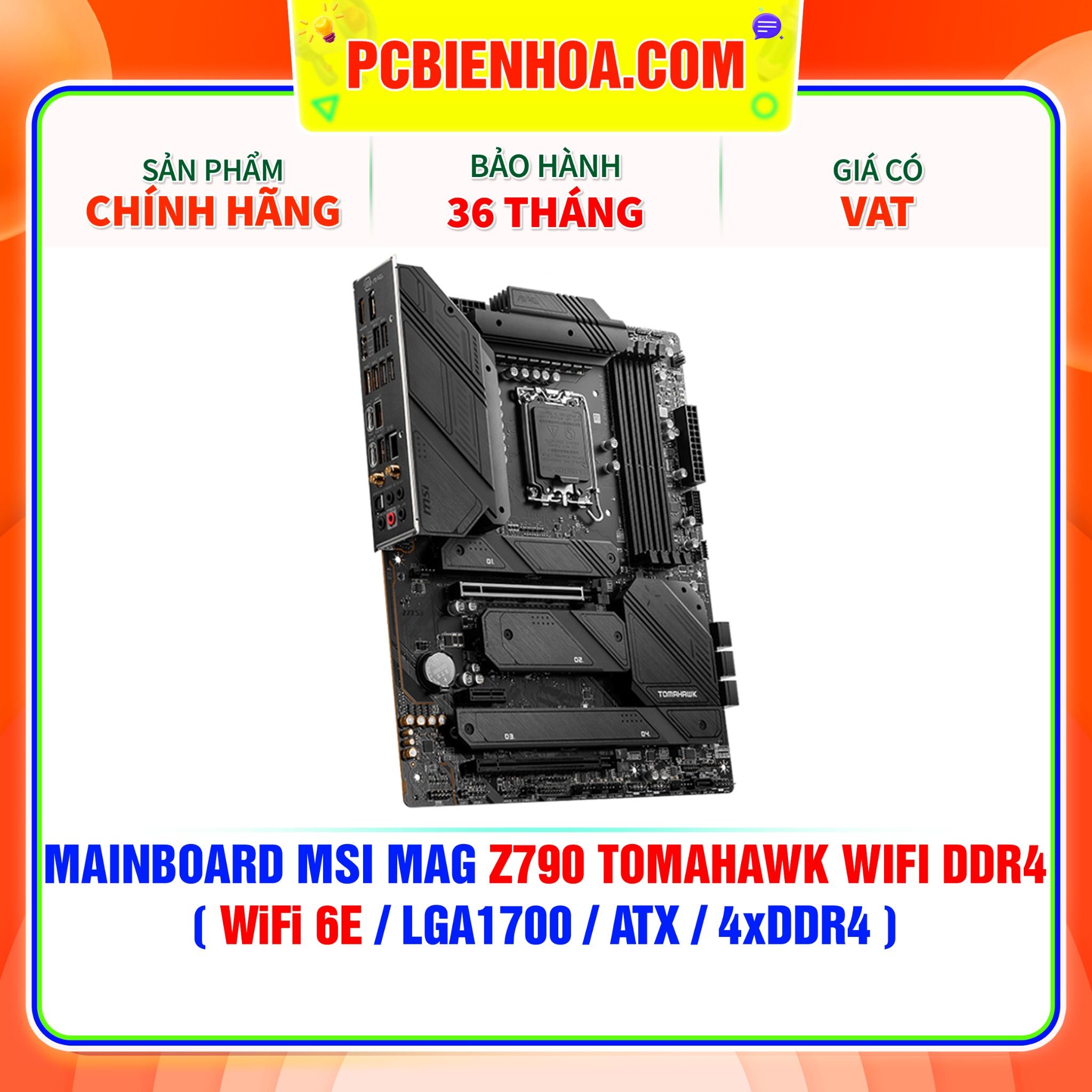  MAINBOARD MSI MAG Z790 TOMAHAWK WIFI DDR4 ( WiFi 6E / LGA1700 / ATX / 4xDDR4 ) 