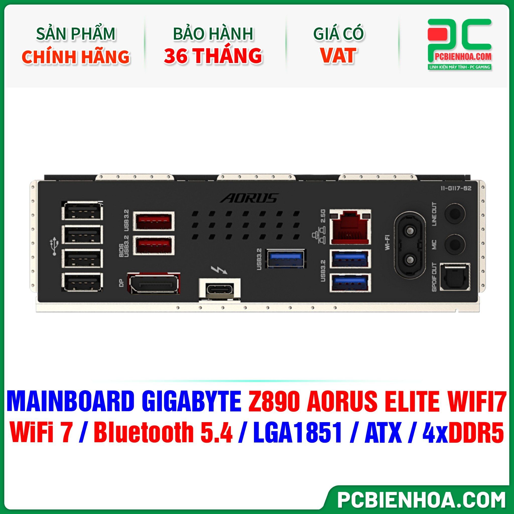  DDR5 - MAINBOARD GIGABYTE Z890 AORUS ELITE WIFI7 ( WiFi 7 / Bluetooth 5.4 / LGA1851 / ATX / 4xDDR5 ) 