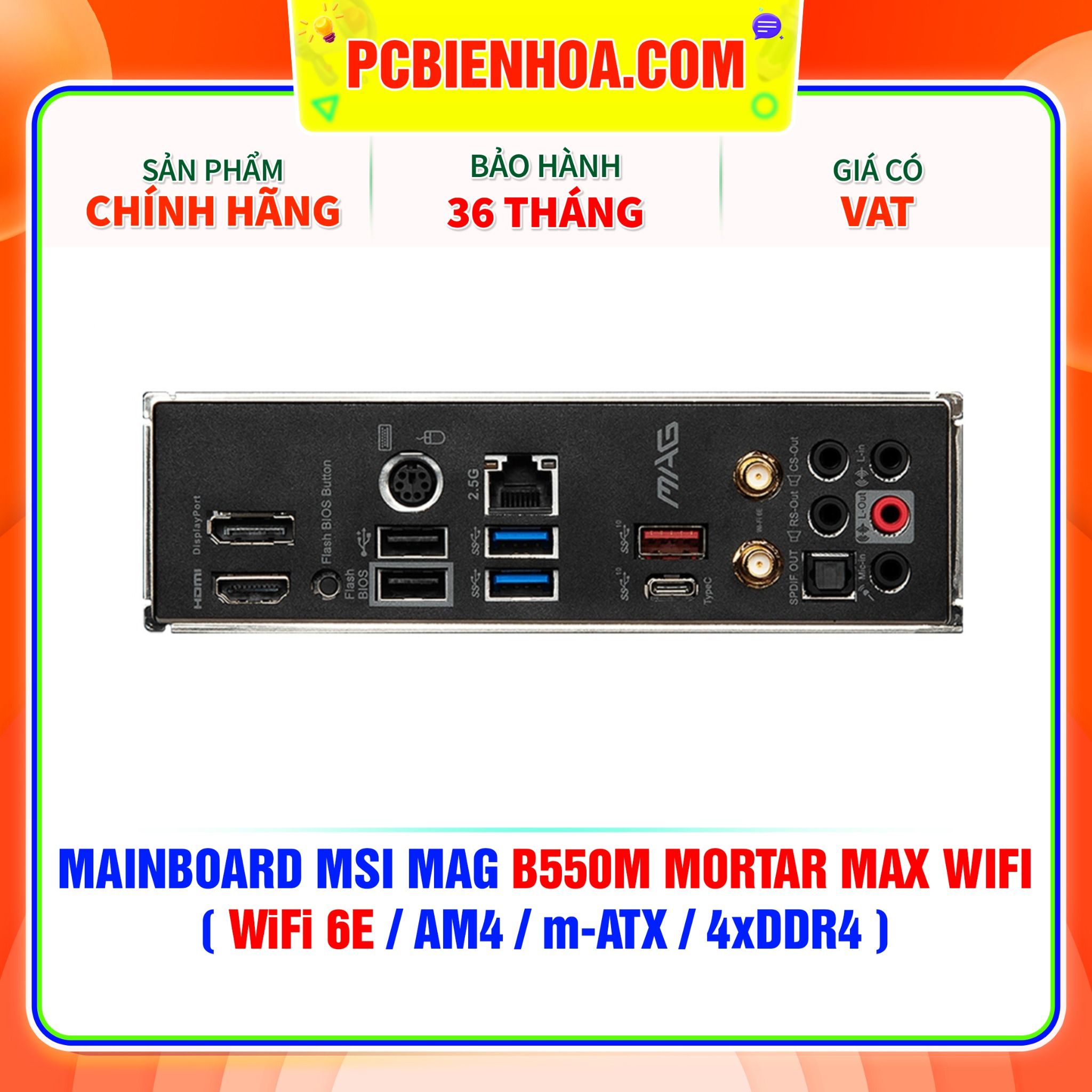  MAINBOARD MSI MAG B550M MORTAR MAX WIFI ( WiFi 6E / AM4 / m-ATX / 4xDDR4 ) 