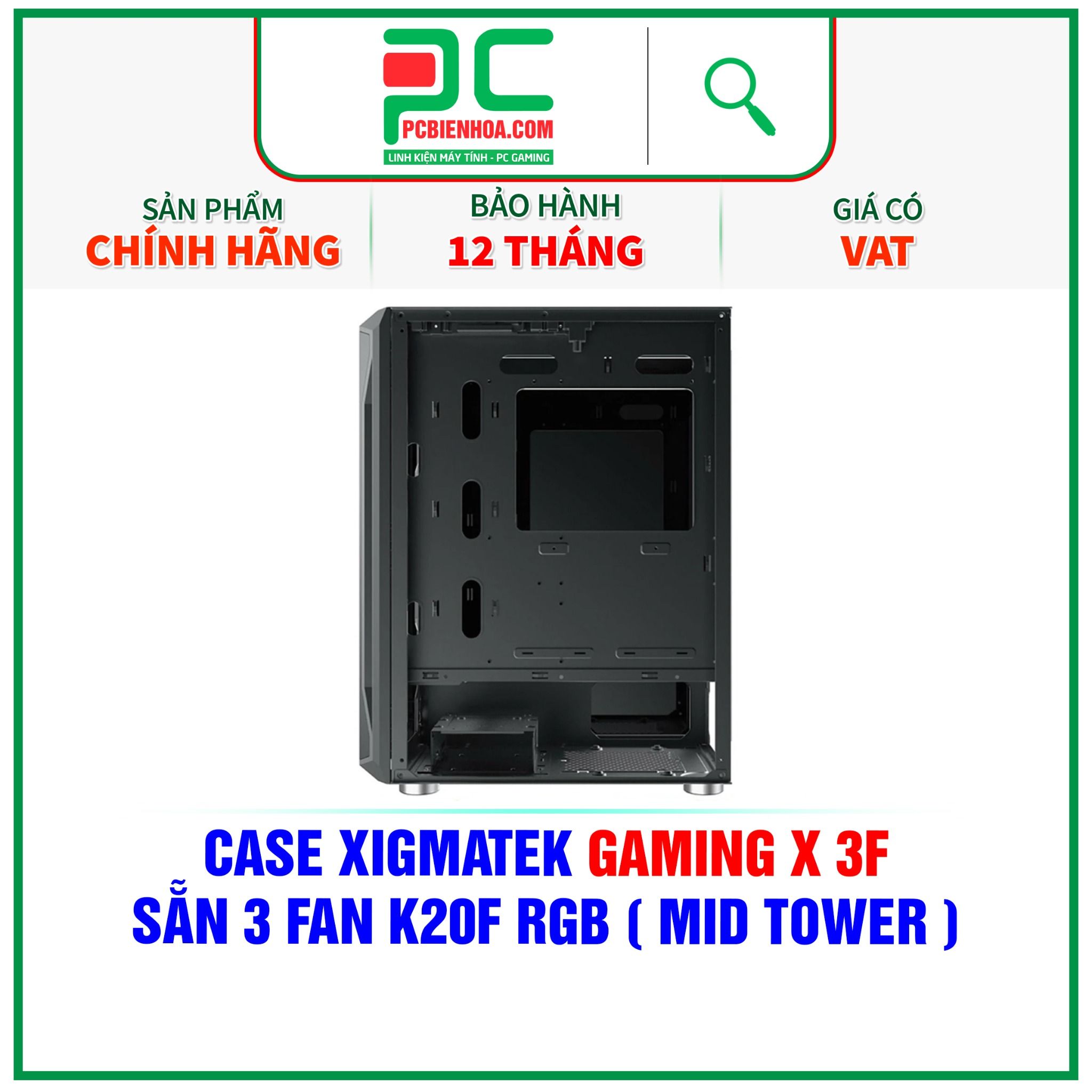  CASE XIGMATEK GAMING X 3F - SẴN 3 FAN K20F RGB ( MID TOWER - EN49899 ) 