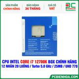  CPU INTEL CORE i7 12700K BOX CHÍNH HÃNG ( 12 NHÂN 20 LUỒNG / Turbo 5.0 GHz / 25MB / UHD GRAPHICS 770 ) 