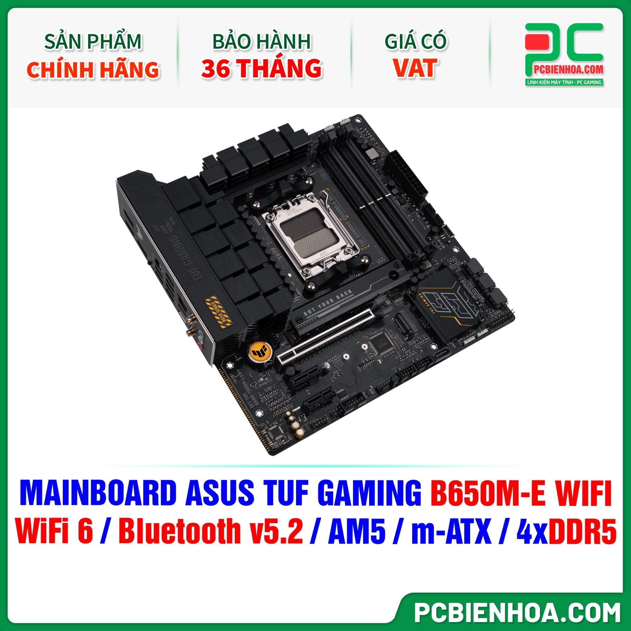  DDR5 - MAINBOARD ASUS TUF GAMING B650M-E WIFI ( WiFi 6 / Bluetooth v5.2 / AM5 / m-ATX / 4xDDR5 ) 