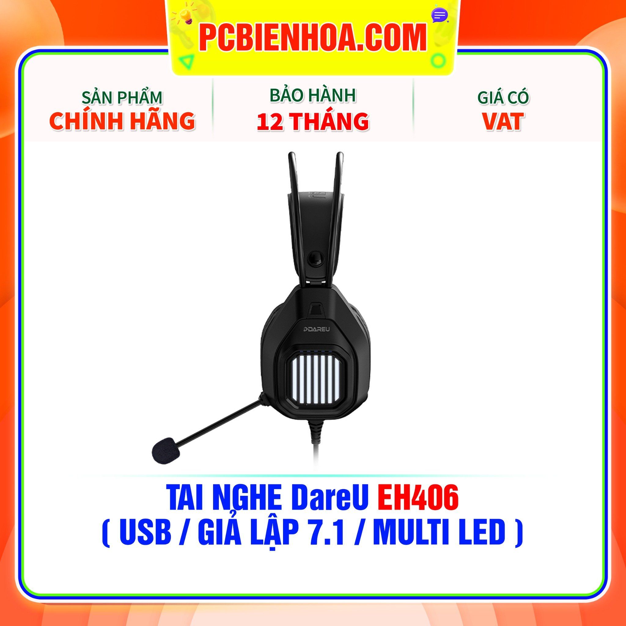  TAI NGHE DareU EH406 ( USB / GIẢ LẬP 7.1 / MULTI LED ) 