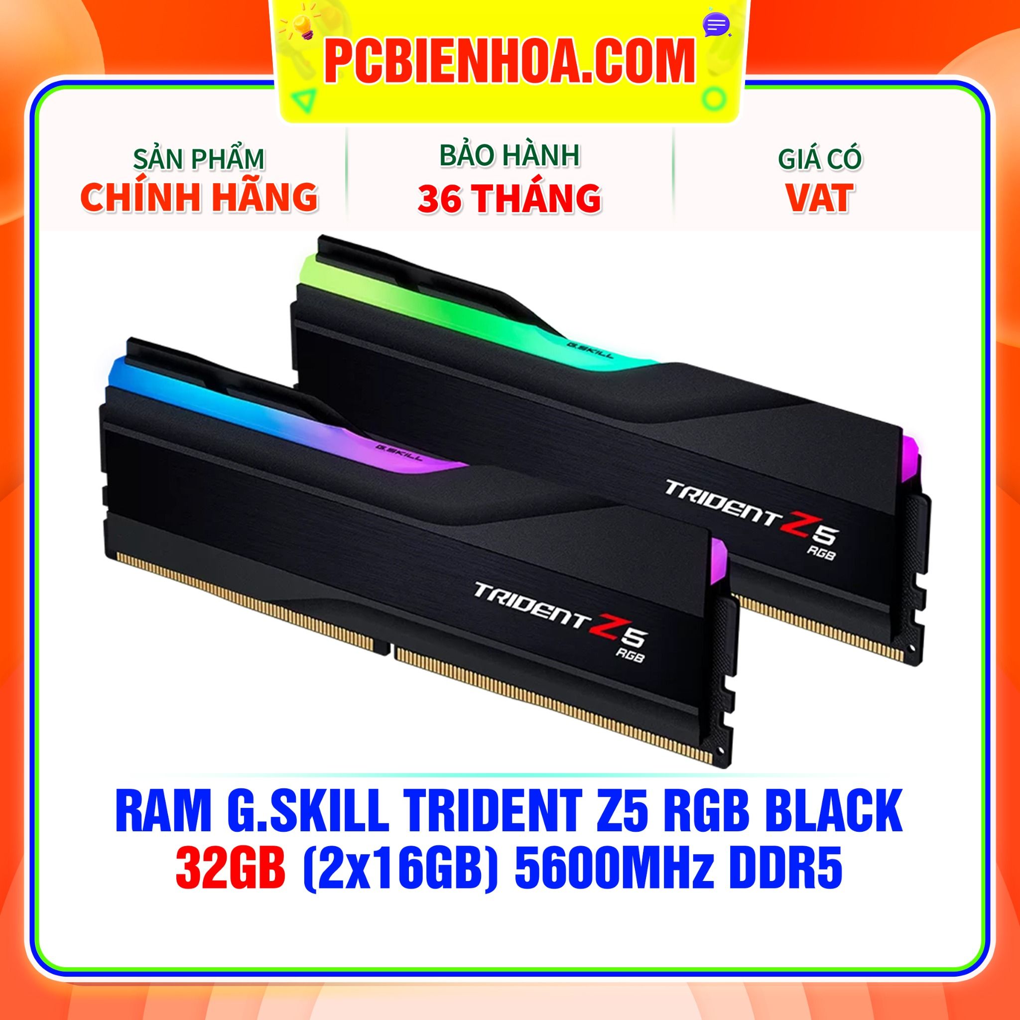  RAM G.SKILL TRIDENT Z5 BLACK RGB 32GB (2x16GB) 5600MHz DDR5 (F5-5600J4040C16GX2-TZ5RK) 