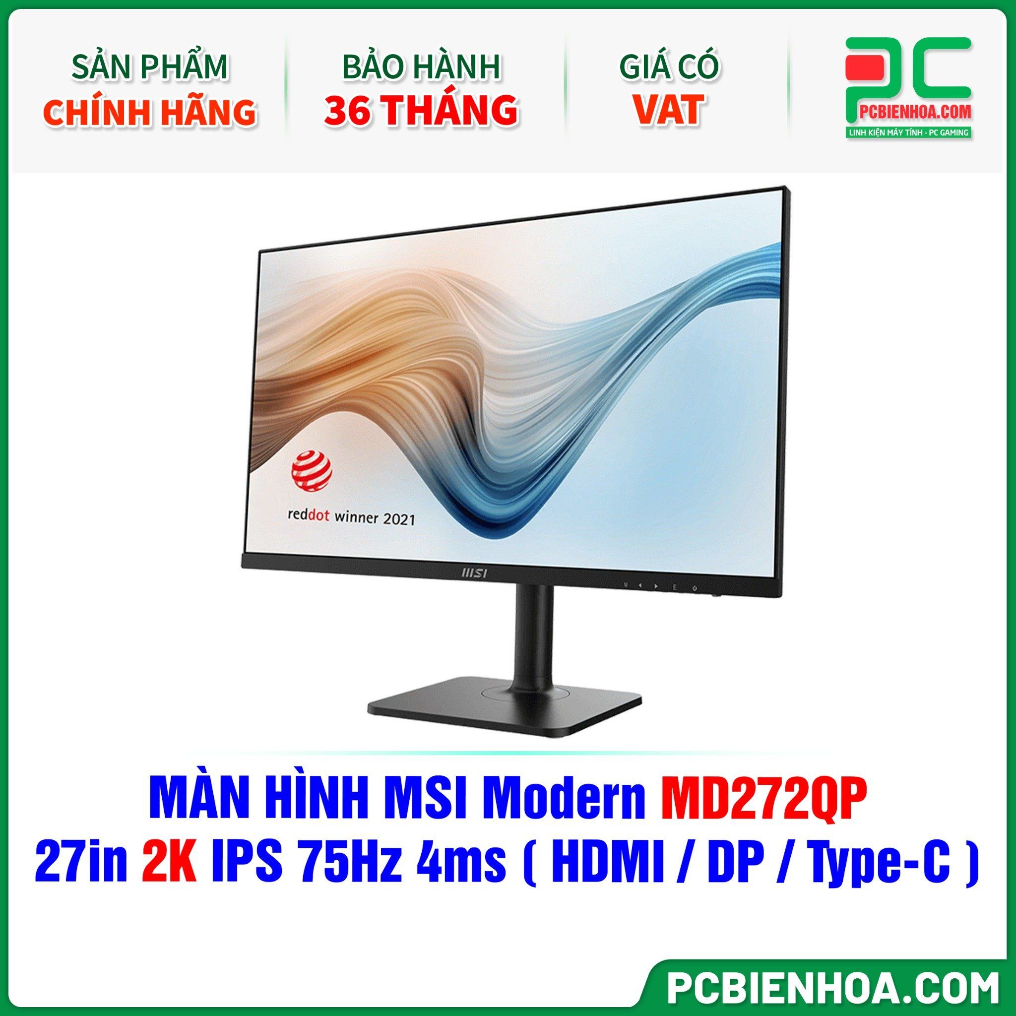  MÀN HÌNH MSI Modern MD272QP - 27in 2K IPS 75Hz 4ms ( HDMI / DP / USB Type-C ) 