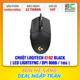  CHUỘT LOGITECH G102 BLACK ( LED LIGHTSYNC / DPI 8000 / 1ms ) 