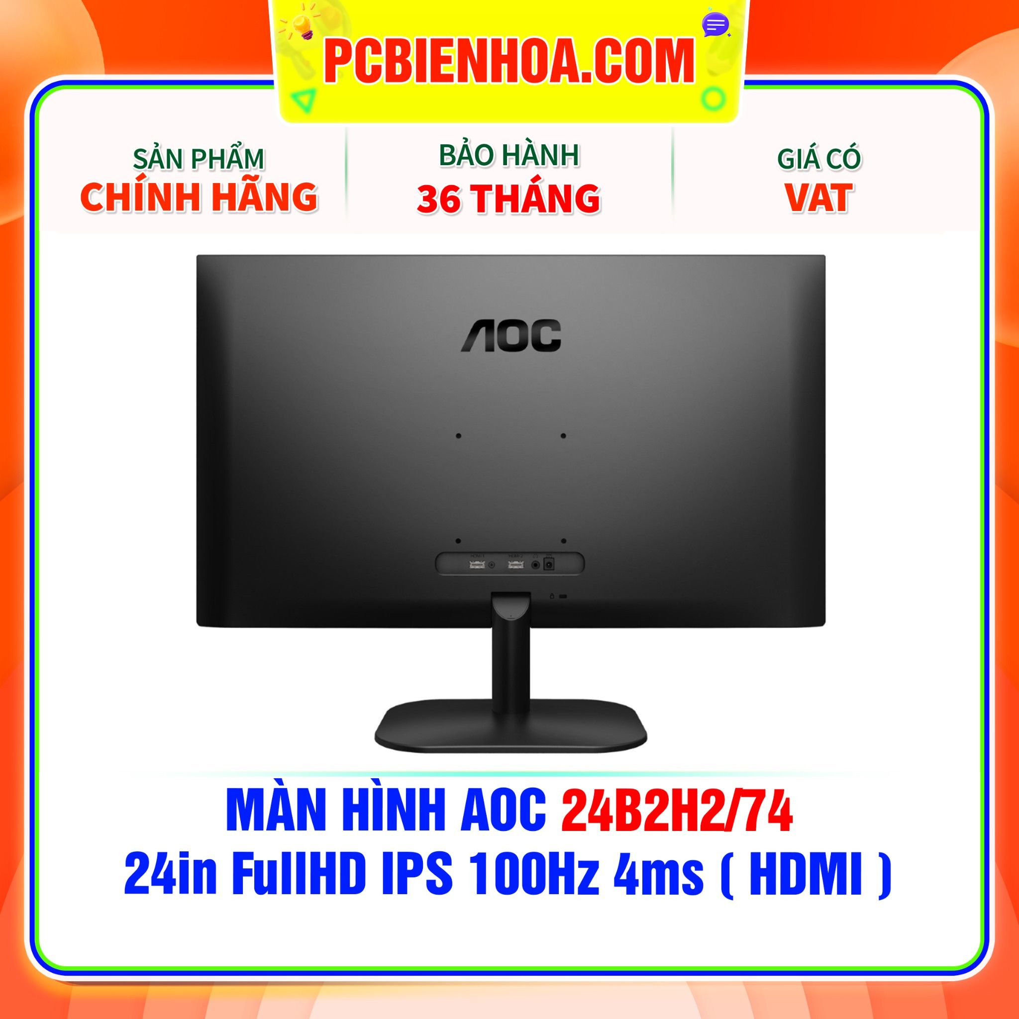  MÀN HÌNH AOC 24B2H2/74 - 24in FullHD IPS 100Hz 4ms ( HDMI ) 