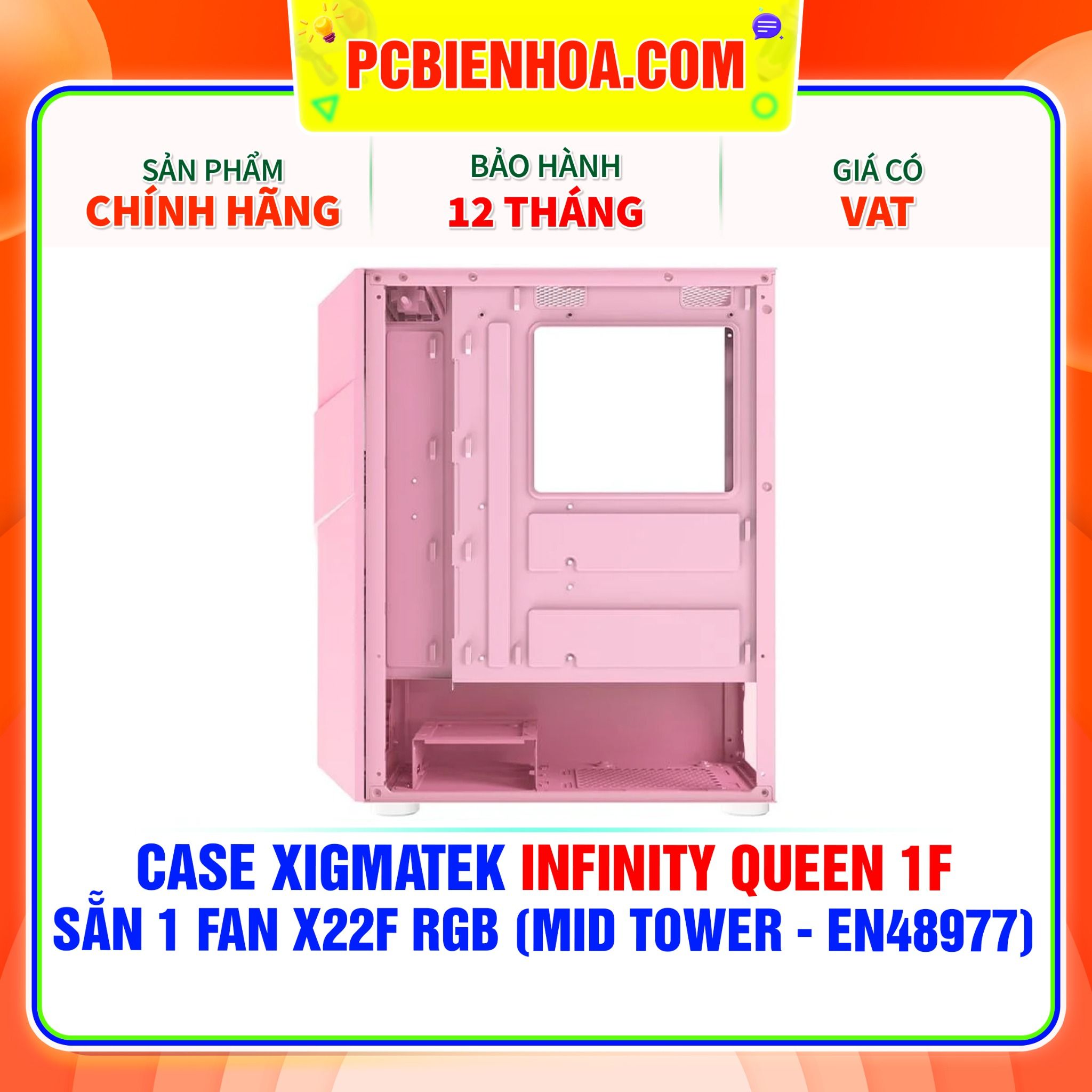  CASE XIGMATEK INFINITY QUEEN 1F -  SẴN 1 FAN X22F RGB ( MID TOWER - EN48977 ) 