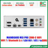  DDR5 - MAINBOARD MSI PRO Z890-S WIFI ( WiFi 7 / Bluetooth 5.4 / LGA1851 / ATX / 4xDDR5 ) 