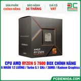  CPU AMD Ryzen 5 7600 BOX CHÍNH HÃNG ( 6 NHÂN 12 LUỒNG / Turbo 5.1 GHz / 38MB / Radeon Graphics ) 