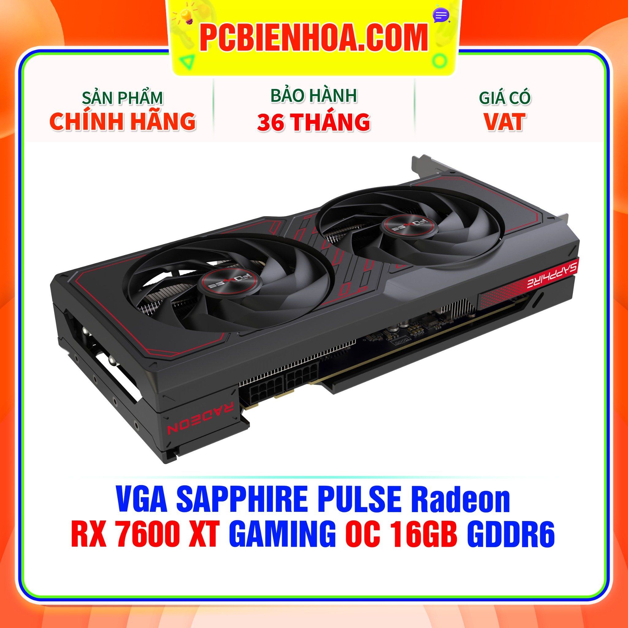  VGA SAPPHIRE PULSE Radeon RX 7600 XT GAMING OC 16GB GDDR6 ( 11339-04-20G ) 