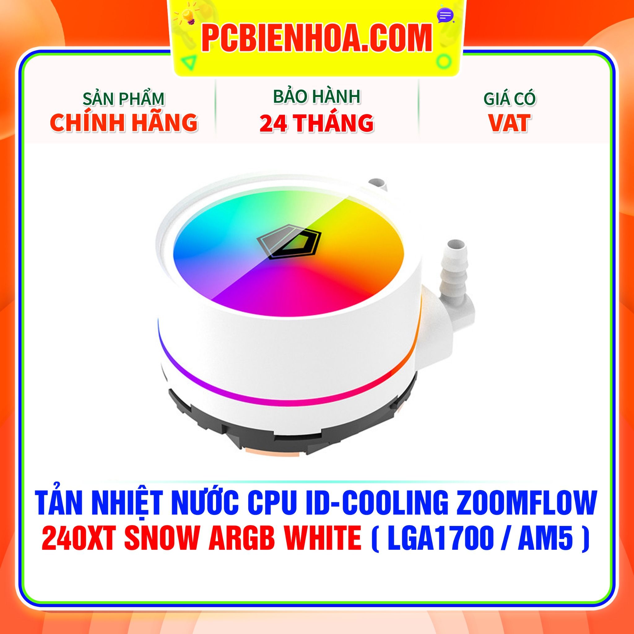  TẢN NHIỆT NƯỚC CPU ID-COOLING ZOOMFLOW 240XT SNOW ARGB WHITE ( HỖ TRỢ SOCKET LGA1700 / AM5 ) 