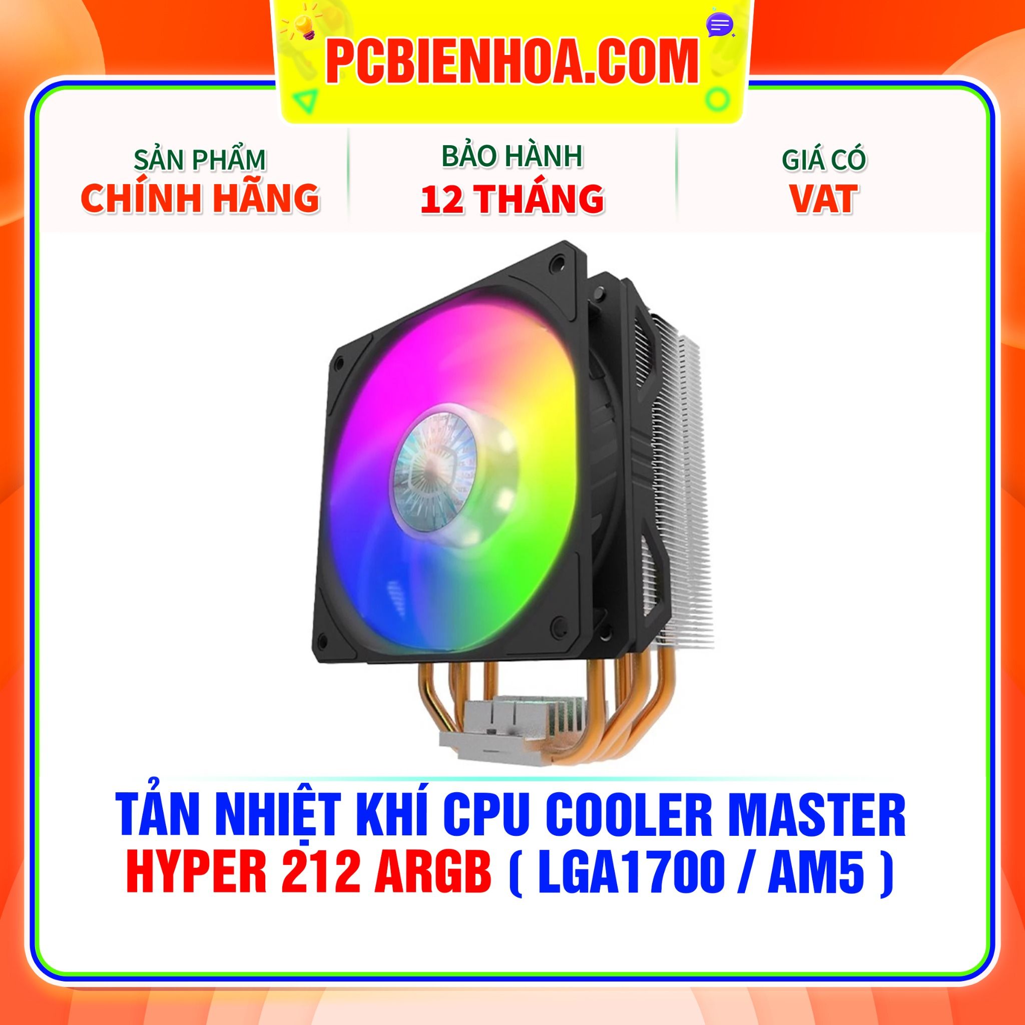  TẢN NHIỆT KHÍ CPU COOLER MASTER HYPER 212 ARGB ( HỖ TRỢ SOCKET LGA1700 / AM5 ) 