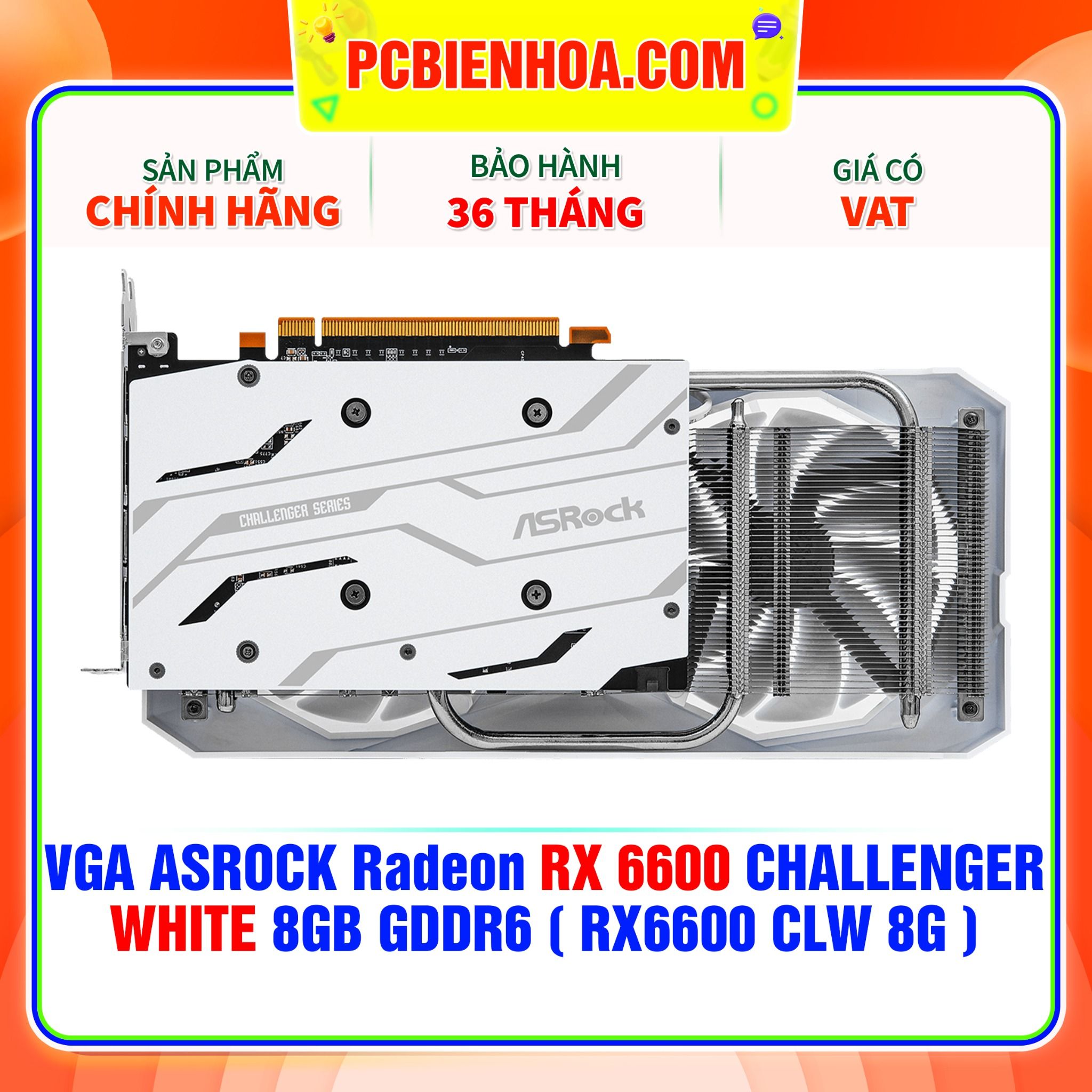  VGA ASROCK Radeon RX 6600 CHALLENGER WHITE 8GB GDDR6 ( RX6600 CLW 8G ) 