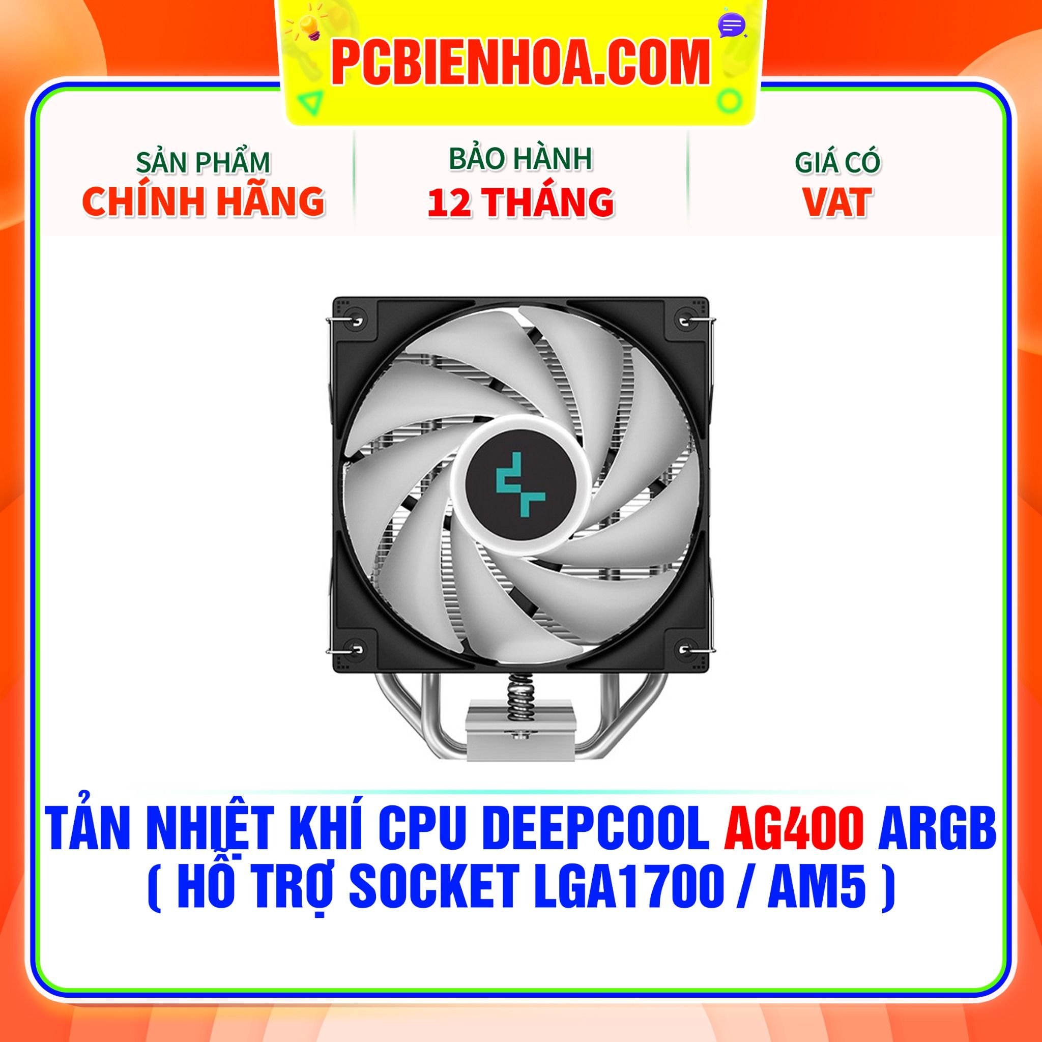  TẢN NHIỆT KHÍ CPU DEEPCOOL AG400 ARGB ( HỖ TRỢ SOCKET LGA1700 / AM5 ) 