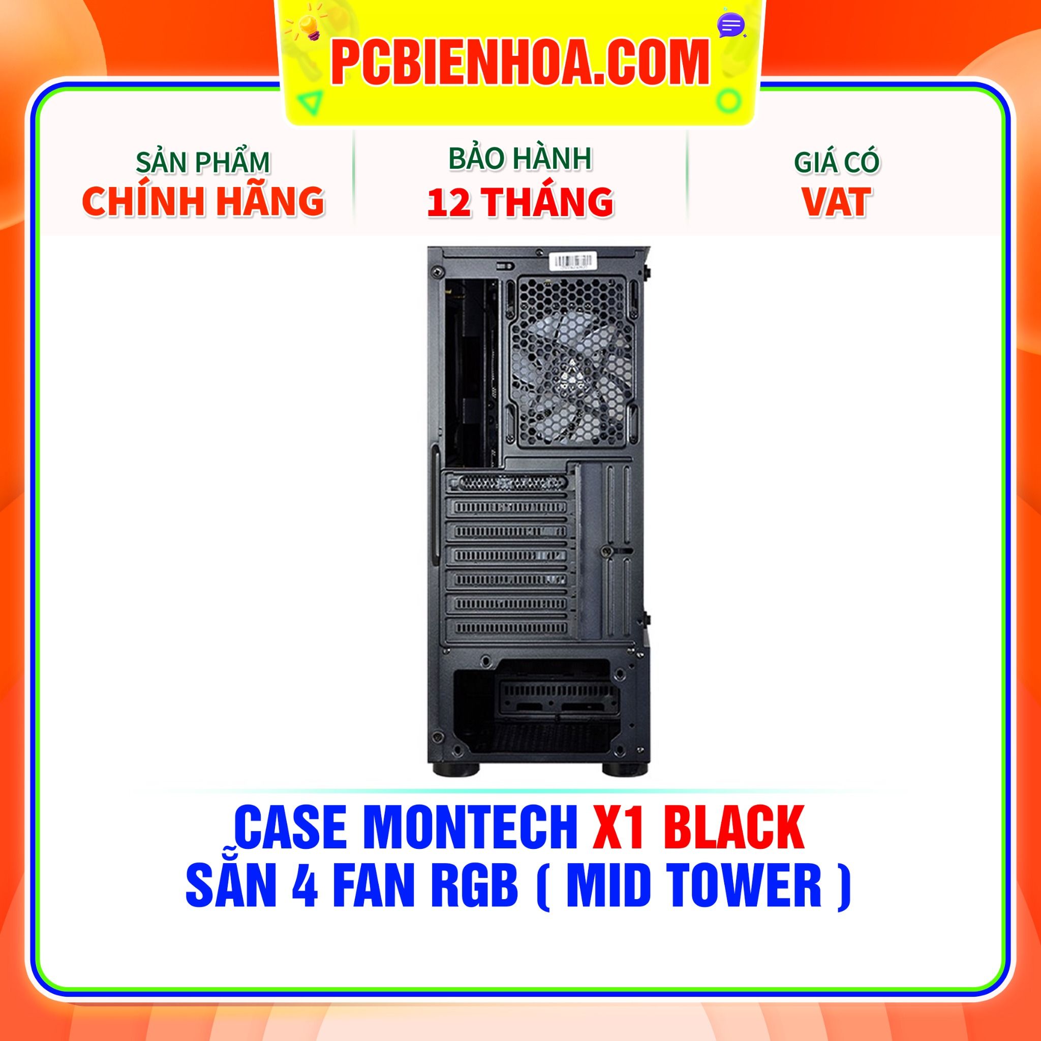  CASE MONTECH X1 BLACK - SẴN 4 FAN RGB ( MID TOWER ) 