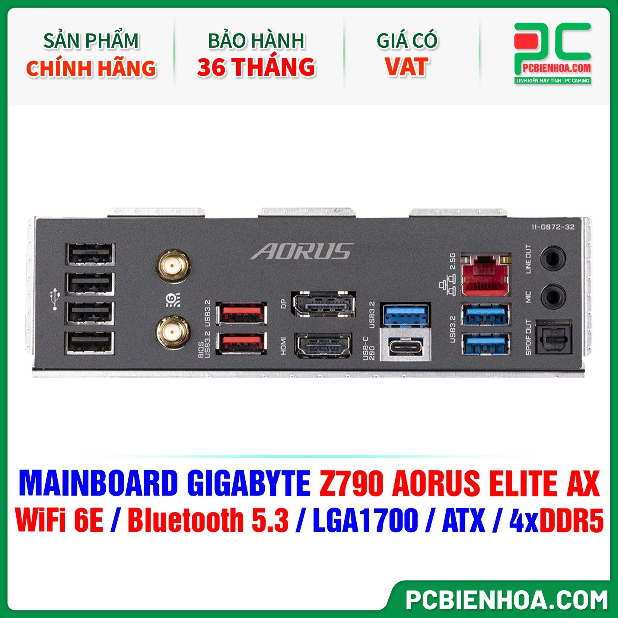  DDR5 - MAINBOARD GIGABYTE Z790 AORUS ELITE AX ( WIFI 6E / Bluetooth 5.3 / LGA1700 / ATX / 4xDDR5 ) 