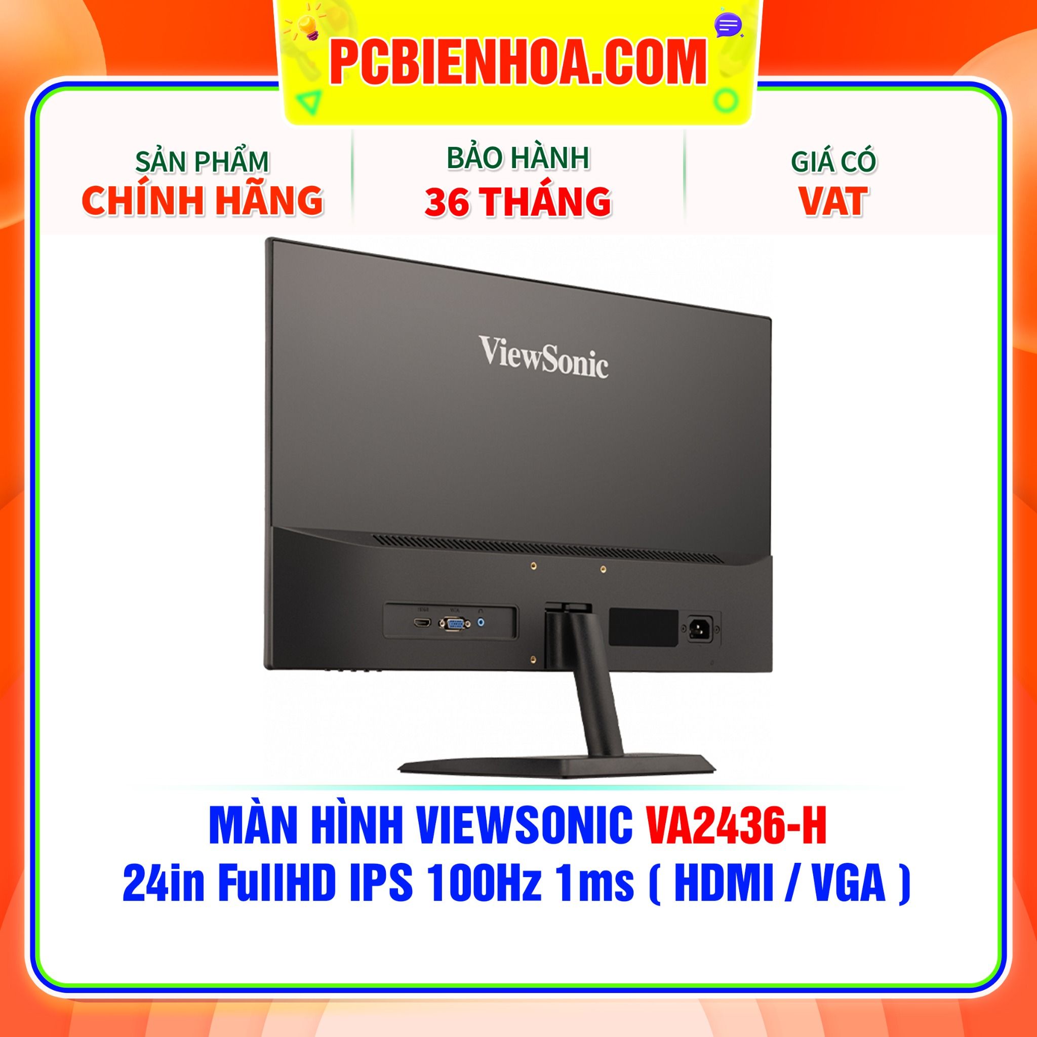  MÀN HÌNH VIEWSONIC VA2436-H 24in FullHD IPS 100Hz 1ms ( HDMI / VGA ) 