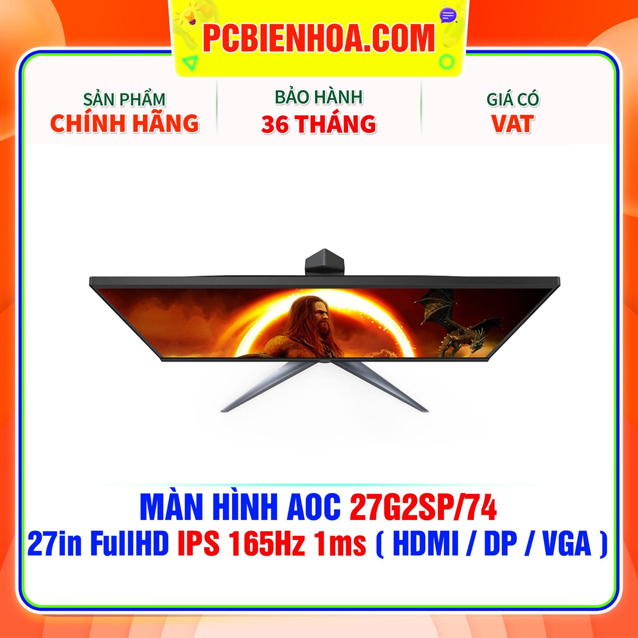  MÀN HÌNH AOC 27G2SP/74 27in FullHD IPS 165Hz 1ms ( HDMI / DP / VGA ) 