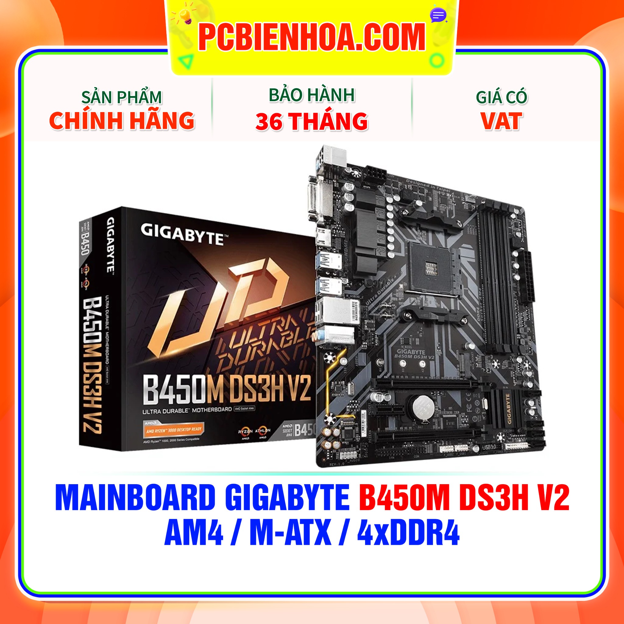 MAINBOARD GIGABYTE B450M DS3H V2 AM4 m ATX 4xDDR4 PCBIENHOA