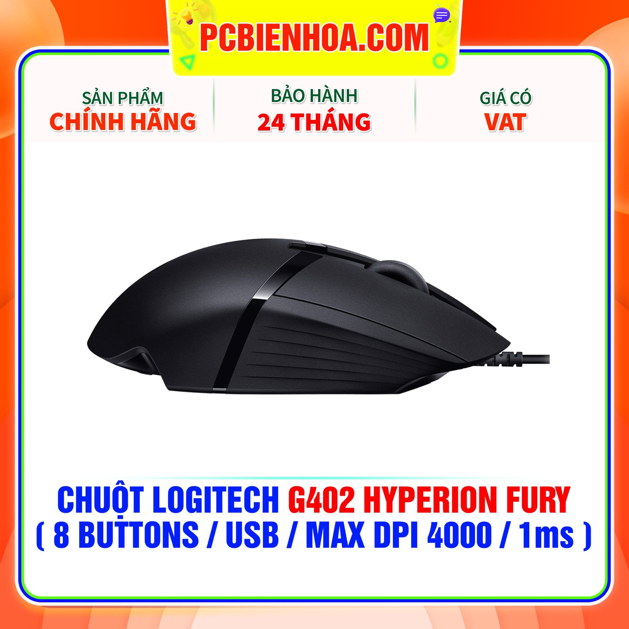  CHUỘT LOGITECH G402 HYPERION FURY ( 8 BUTTONS / USB / MAX DPI 4000 / 1ms ) 