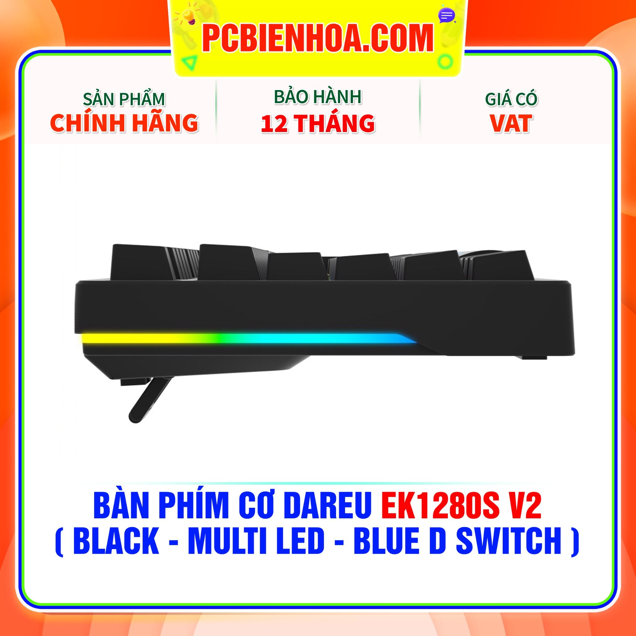  BÀN PHÍM CƠ DAREU EK1280s v2 ( BLACK - MULTI LED - BLUE D SWITCH ) 