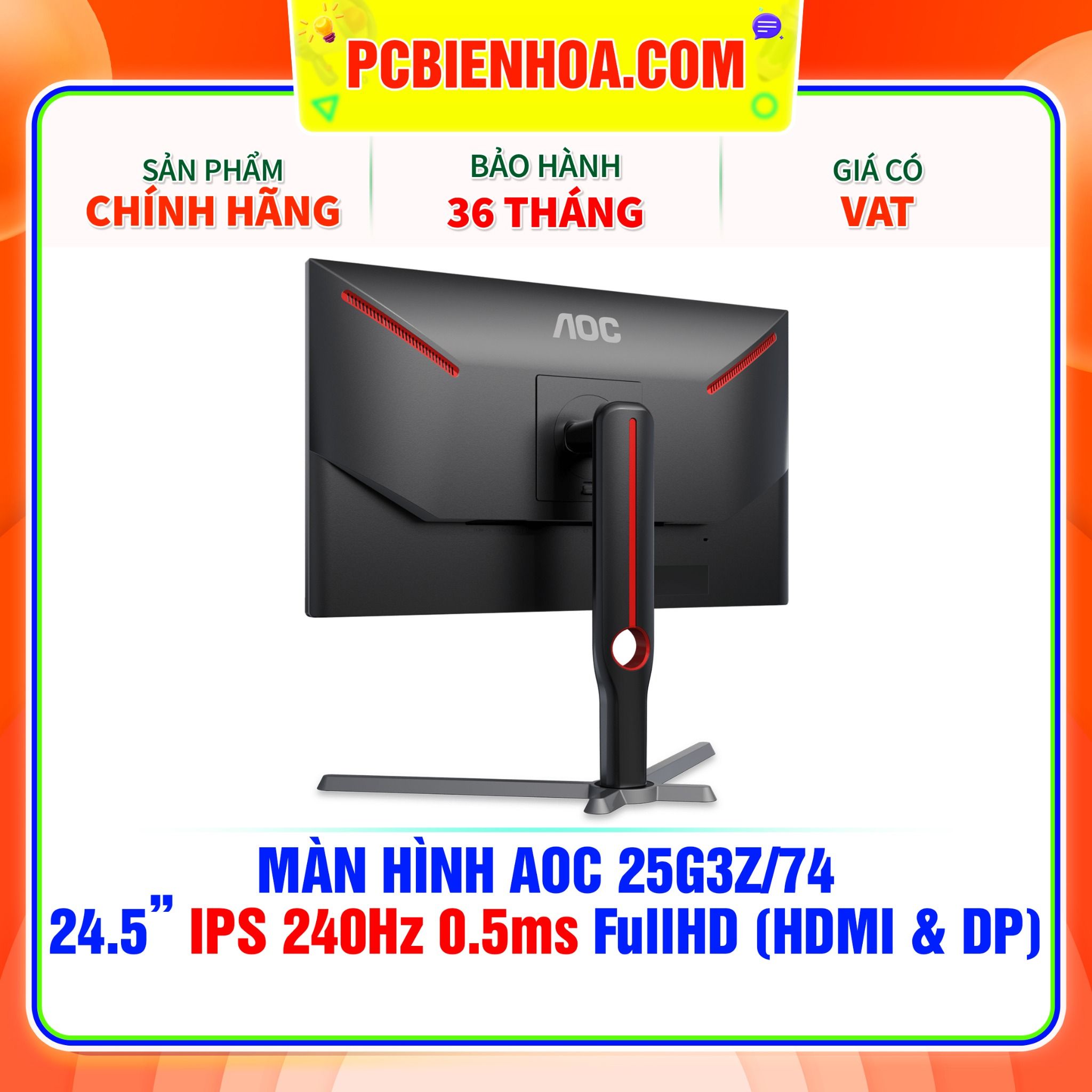  MÀN HÌNH AOC 25G3Z/74 24.5in IPS 240Hz 0.5ms FullHD ( HDMI / DP ) 