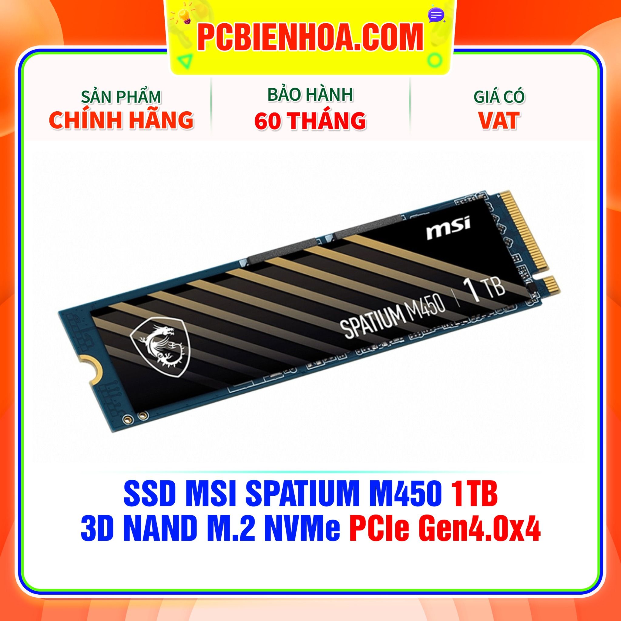  SSD MSI SPATIUM M450 1TB - 3D NAND M.2 NVMe PCIe Gen4.0x4 