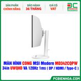  MÀN HÌNH CONG MSI Modern MD342CQPW - 34in UWQHD VA 120Hz 1ms ( DP / HDMI / USB Type-C ) 