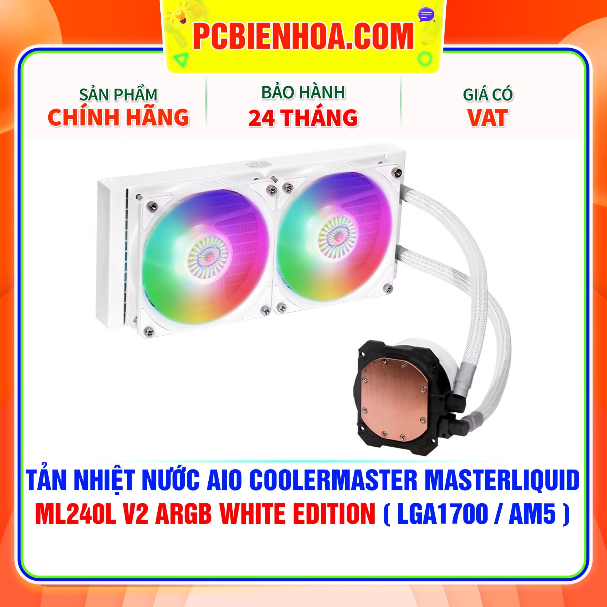  TẢN NHIỆT NƯỚC AIO COOLERMASTER MASTERLIQUID ML240L V2 ARGB WHITE EDITION ( HỖ TRỢ SOCKET LGA1700 ) 