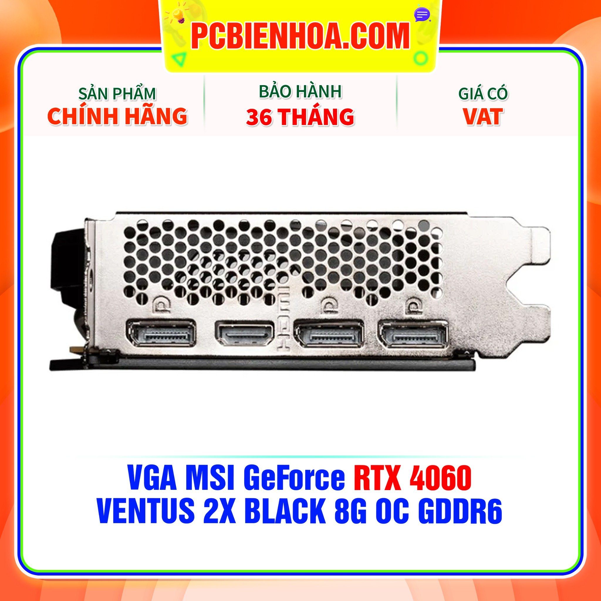  VGA MSI GeForce RTX 4060 VENTUS 2X BLACK 8G OC GDDR6 