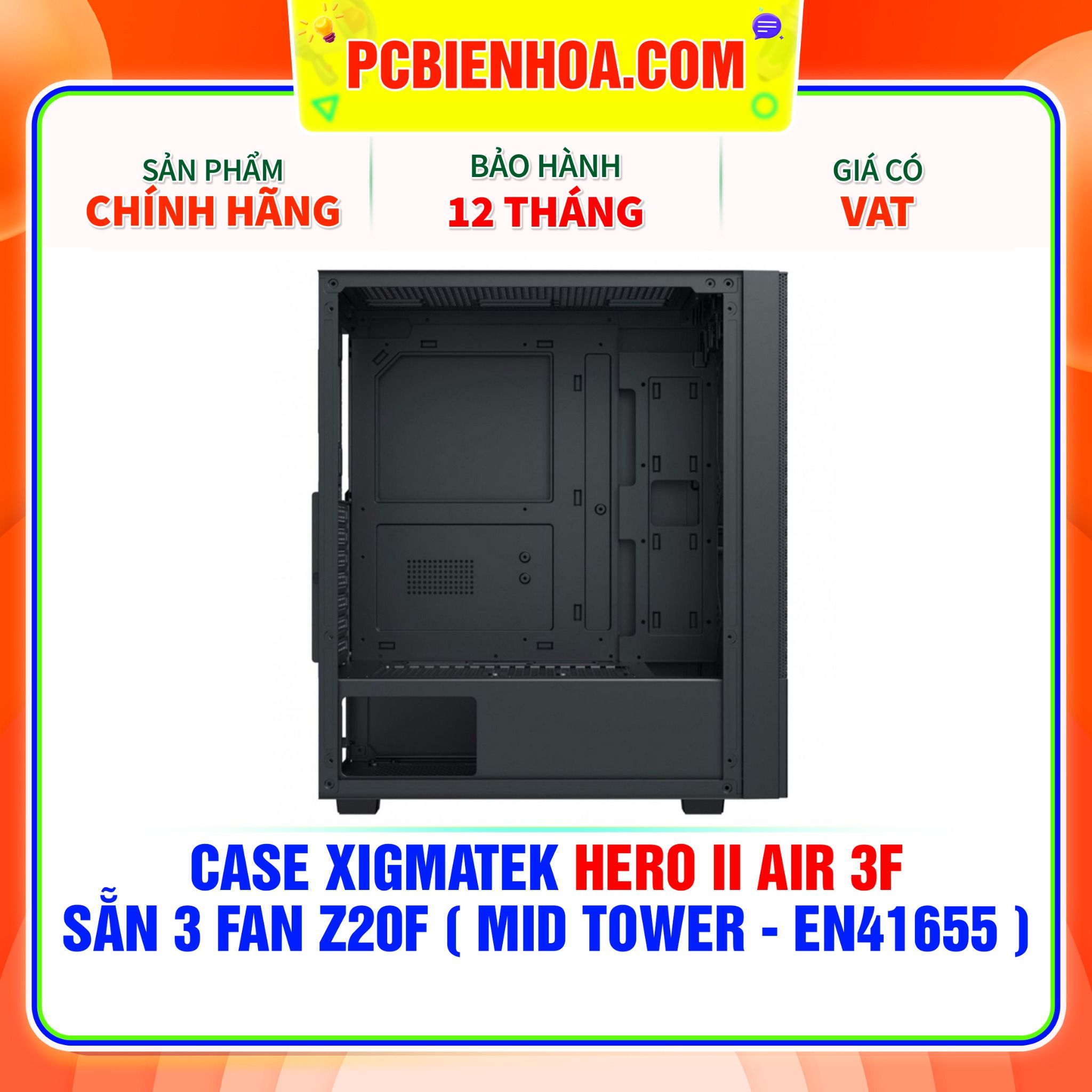  CASE XIGMATEK HERO II AIR 3F - SẴN 3 FAN Z20F ( MID TOWER - EN41655 ) 