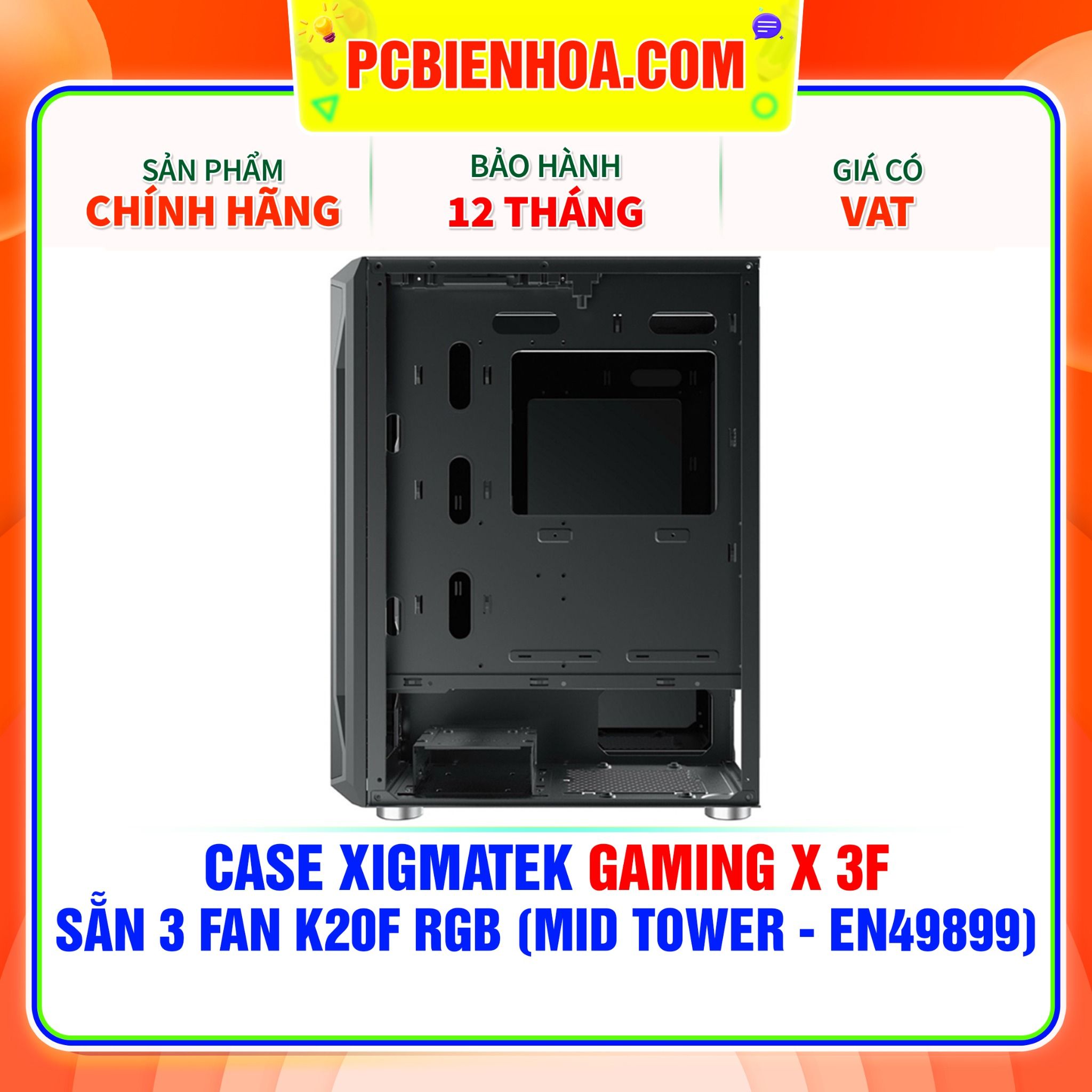  CASE XIGMATEK GAMING X 3F - SẴN 3 FAN K20F RGB ( MID TOWER - EN49899 ) 