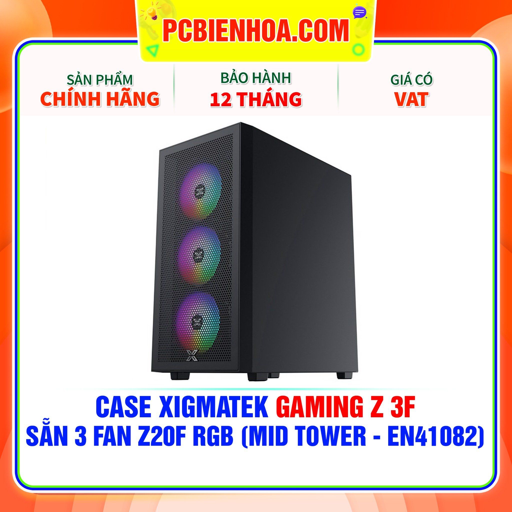  CASE XIGMATEK GAMING Z 3F - SẴN 3 FAN Z20F RGB ( MID TOWER - EN41082 ) 