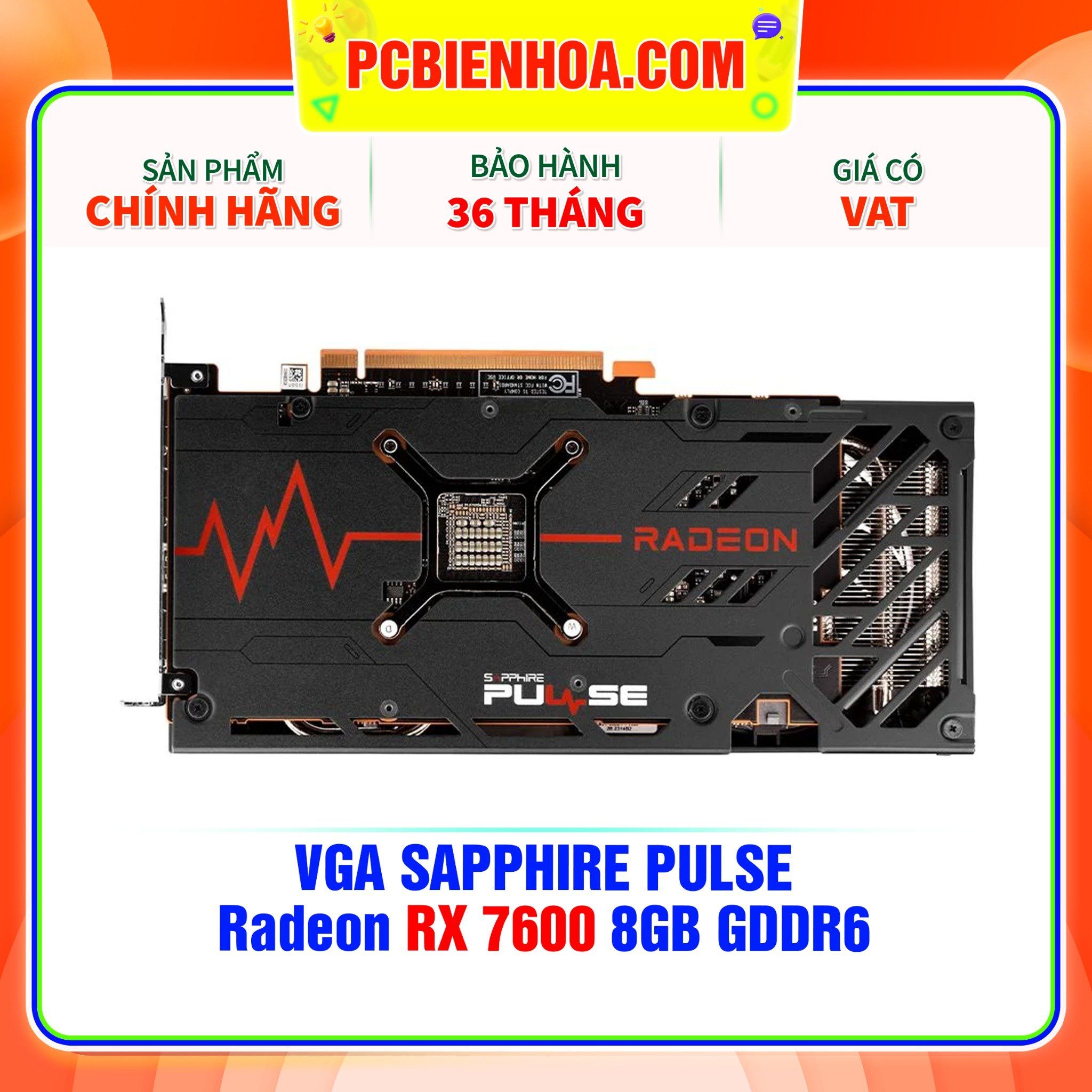  VGA SAPPHIRE PULSE Radeon RX 7600 8GB GDDR6 ( 11324-01-20G ) 